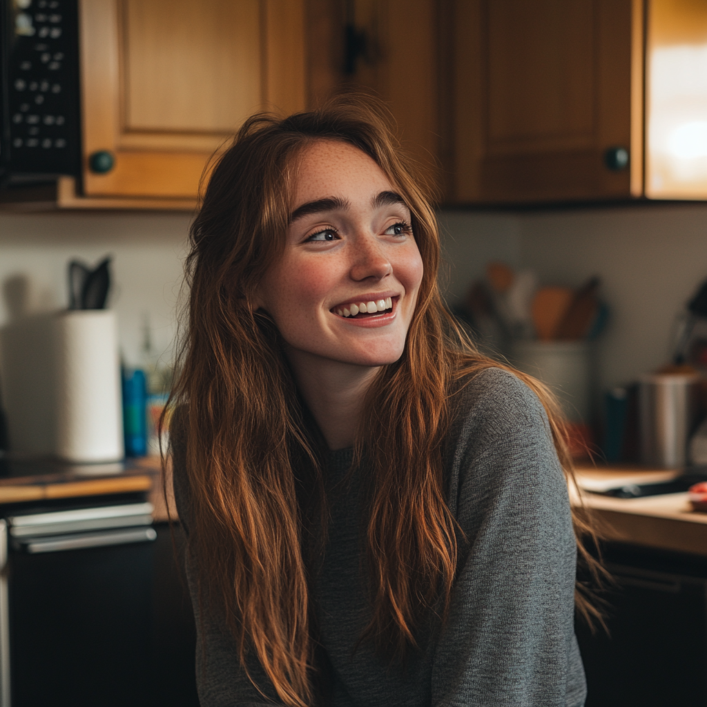 A woman laughing | Source: Midjourney