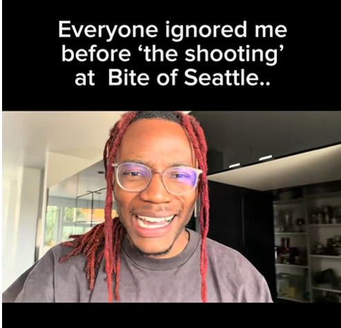 24 hours later, Leebotracks' follow-up TikTok shows the creator responding after the deadly shooting at Seattle's Bite of Seattle food festival. | Source: TikTok/leebotracks