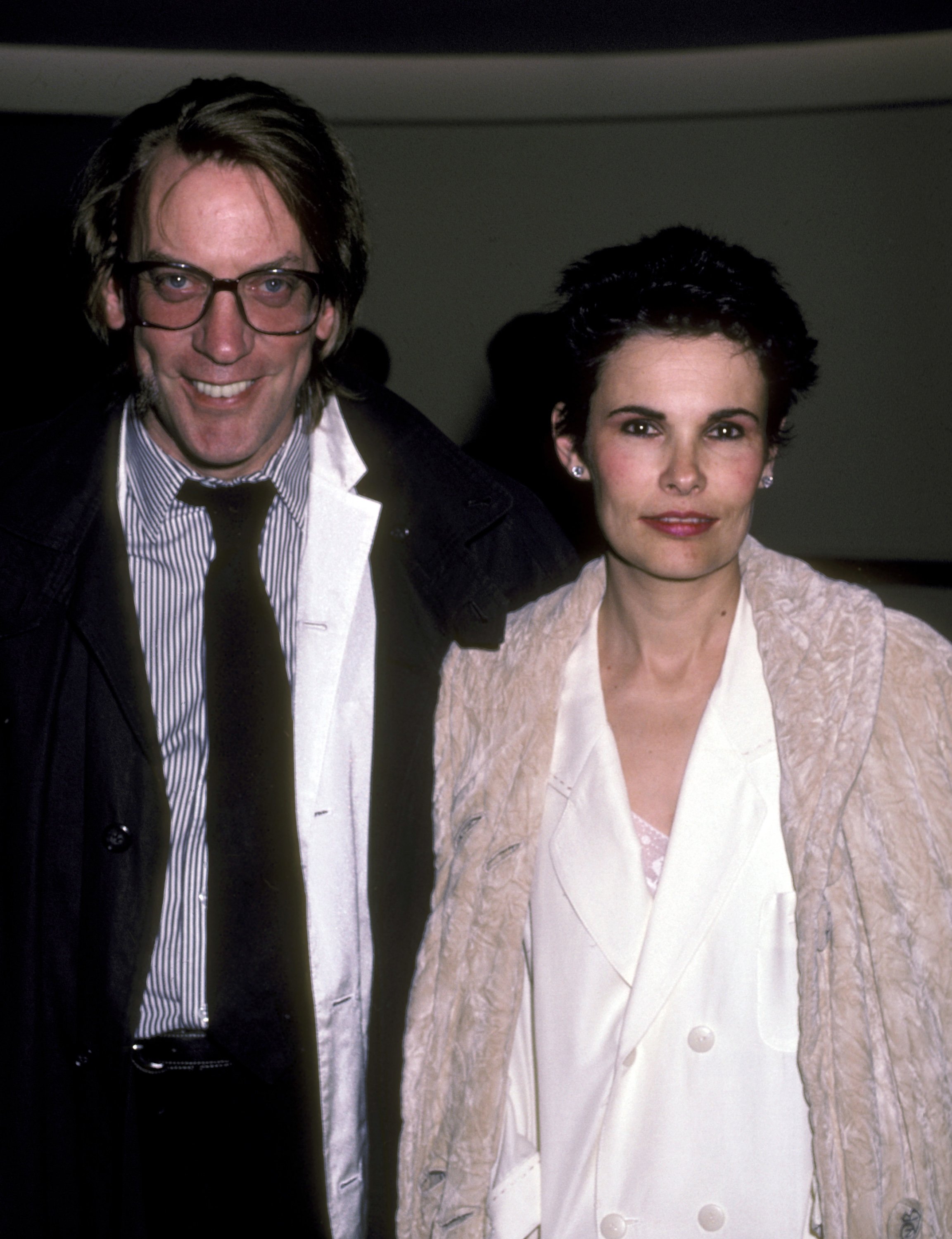 Donald Sutherland and wife Francine Racette during 10th Anniversary Celebration of American Film Magazine on May 23, 1985 at Home Box Office NY Headquarters in New York City, New York | Source: Getty Images