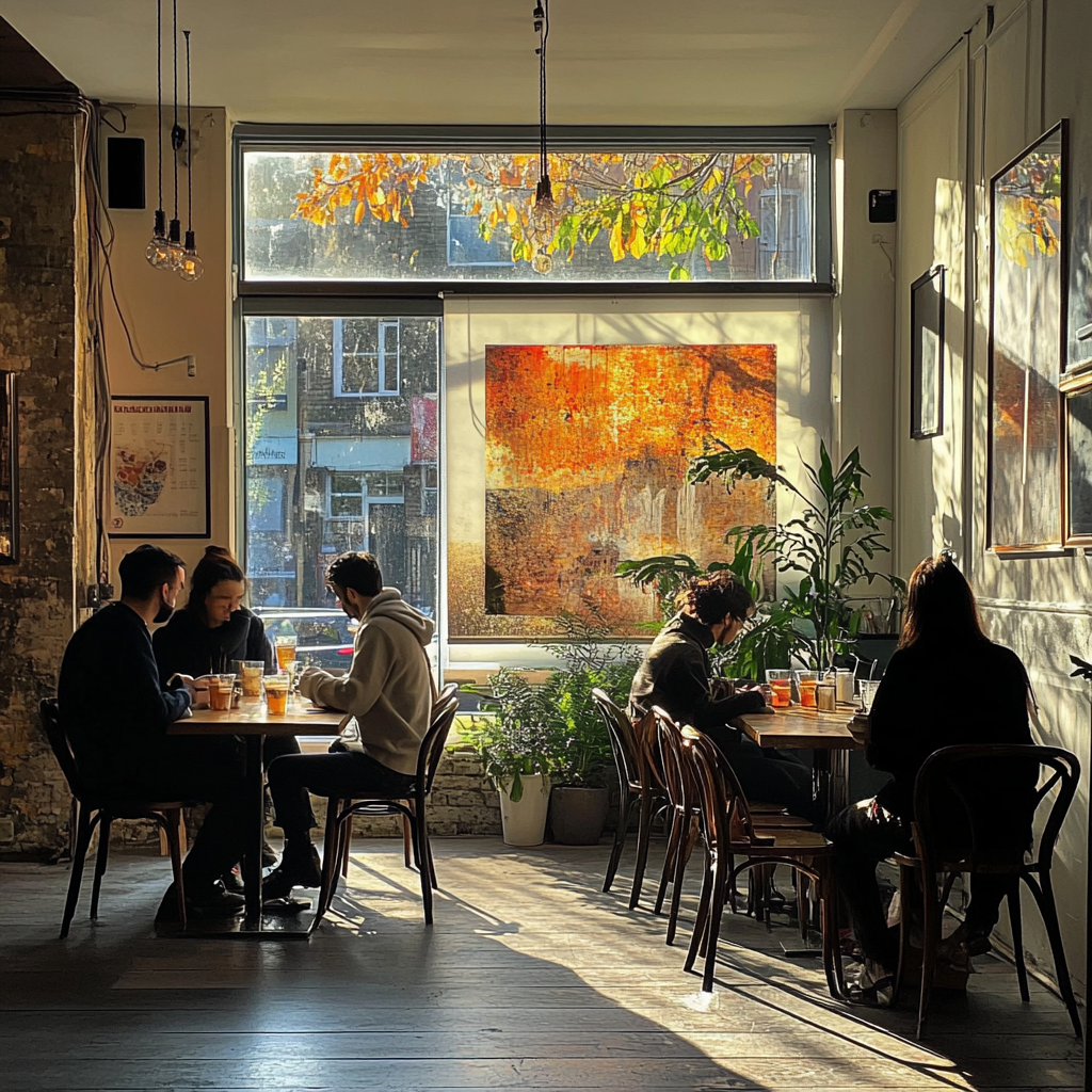 The interior of a coffee shop | Source: Midjourney