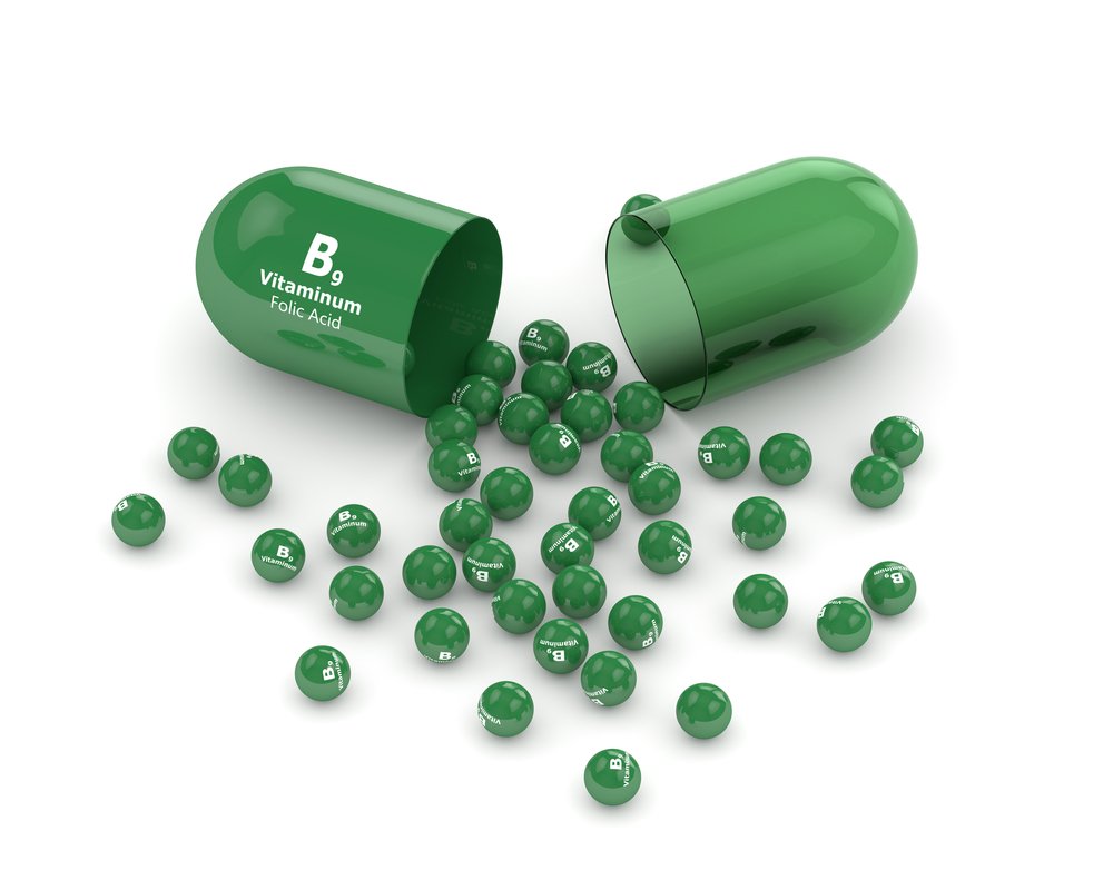 3d render of B9 folic acid pill. | Source: Shutterstock