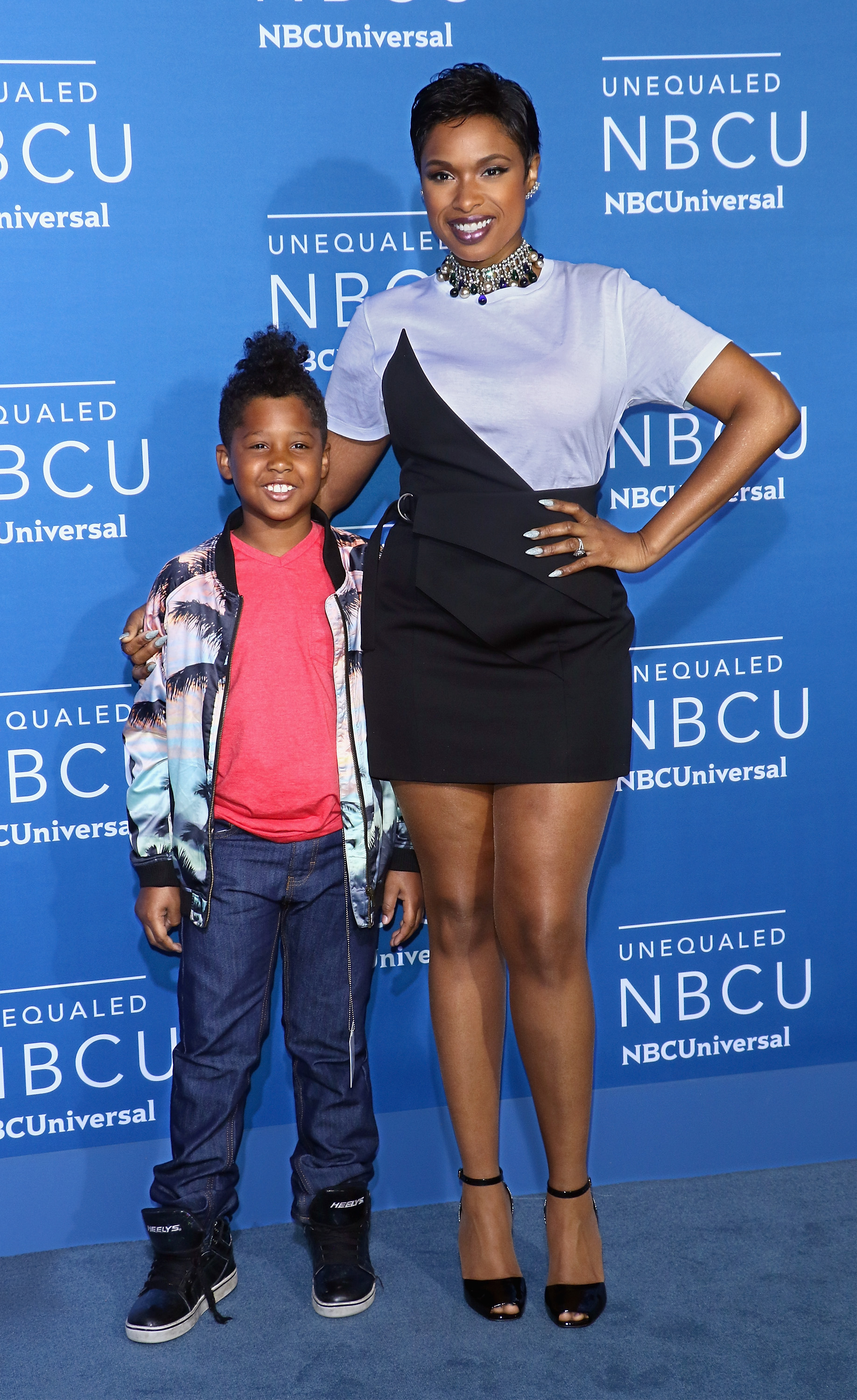 Jennifer Hudson (R) and son David Daniel Otunga Jr. attend the 2017 NBCUniversal Upfront at Radio City Music Hall in New York City on May 15, 2017. | Source: Getty Images