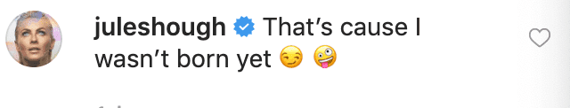 Julianne Hough's comment on Derek Hough's post. | Source: Instagram/derekhough
