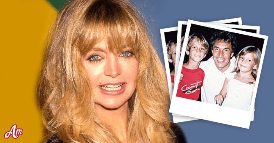 Goldie Hawn; kleines Bild: Bill Hudson mit Kate und Oliver in jungen Jahren. | Quelle: Getty Images