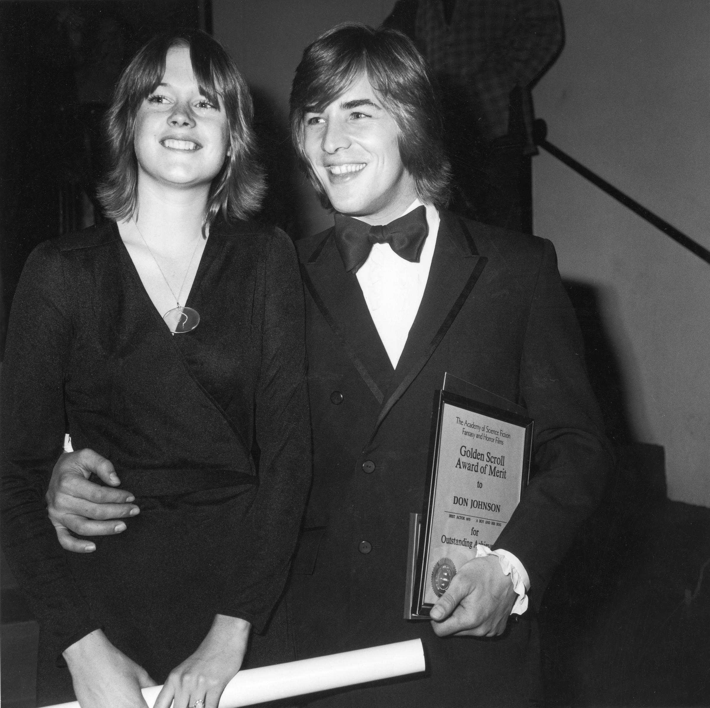 Melanie Griffith and Don Johnson at the Academy of Science Fiction, Fantasy, and Horror Films Awards on February 1, 1976, in Los Angeles, California. | Source: Getty Images
