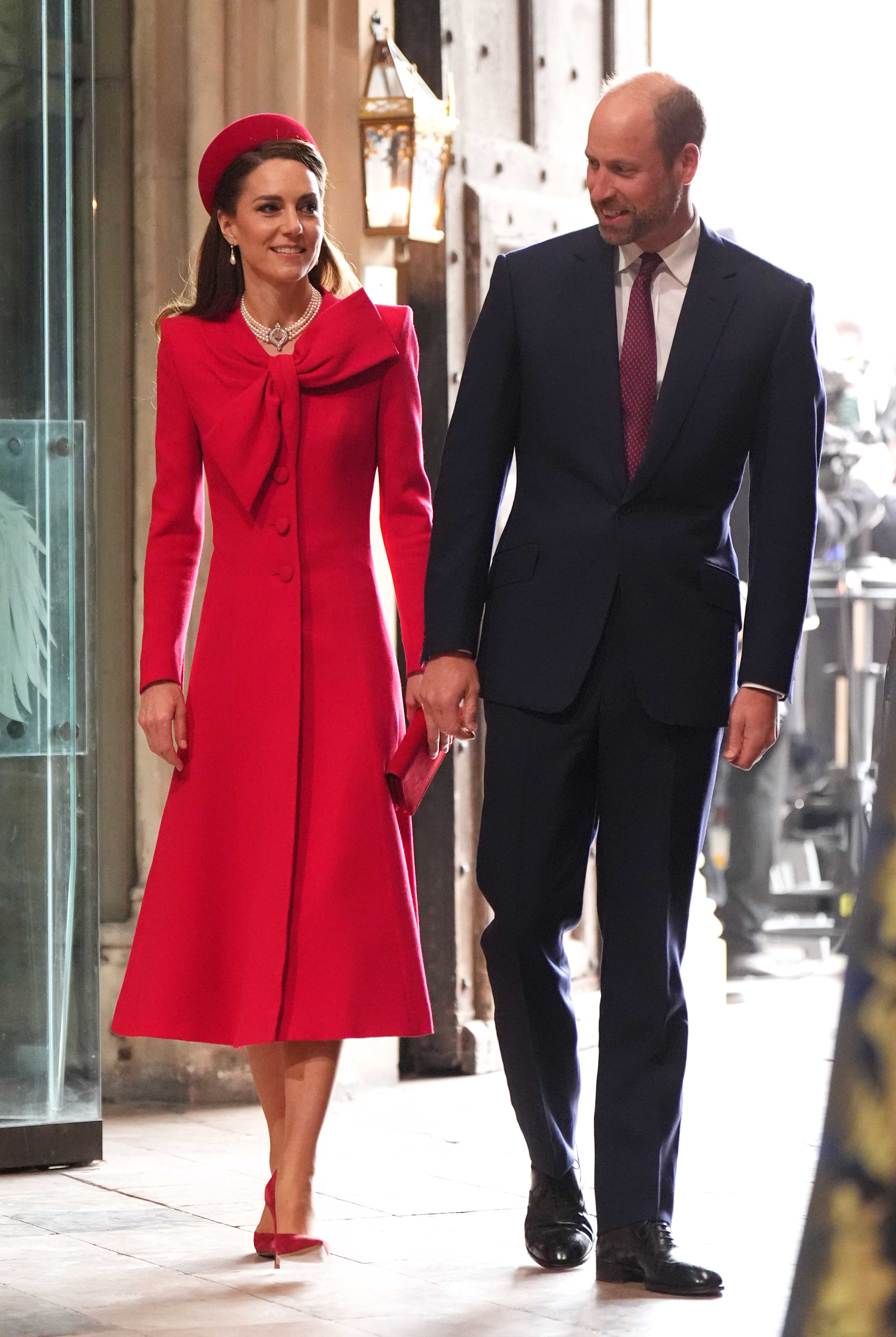 William, Prince of Wales, and Catherine, Princess of Wales are pictured arriving at the annual Commonwealth Day Service of Celebration at Westminster Abbey on March 10, 2025, in London, England | Source: Getty Images