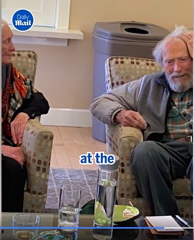 Dr. Jane Goodall and Clint Eastwood on a video dated April 12, 2024. | Source: Facebook/DailyMail