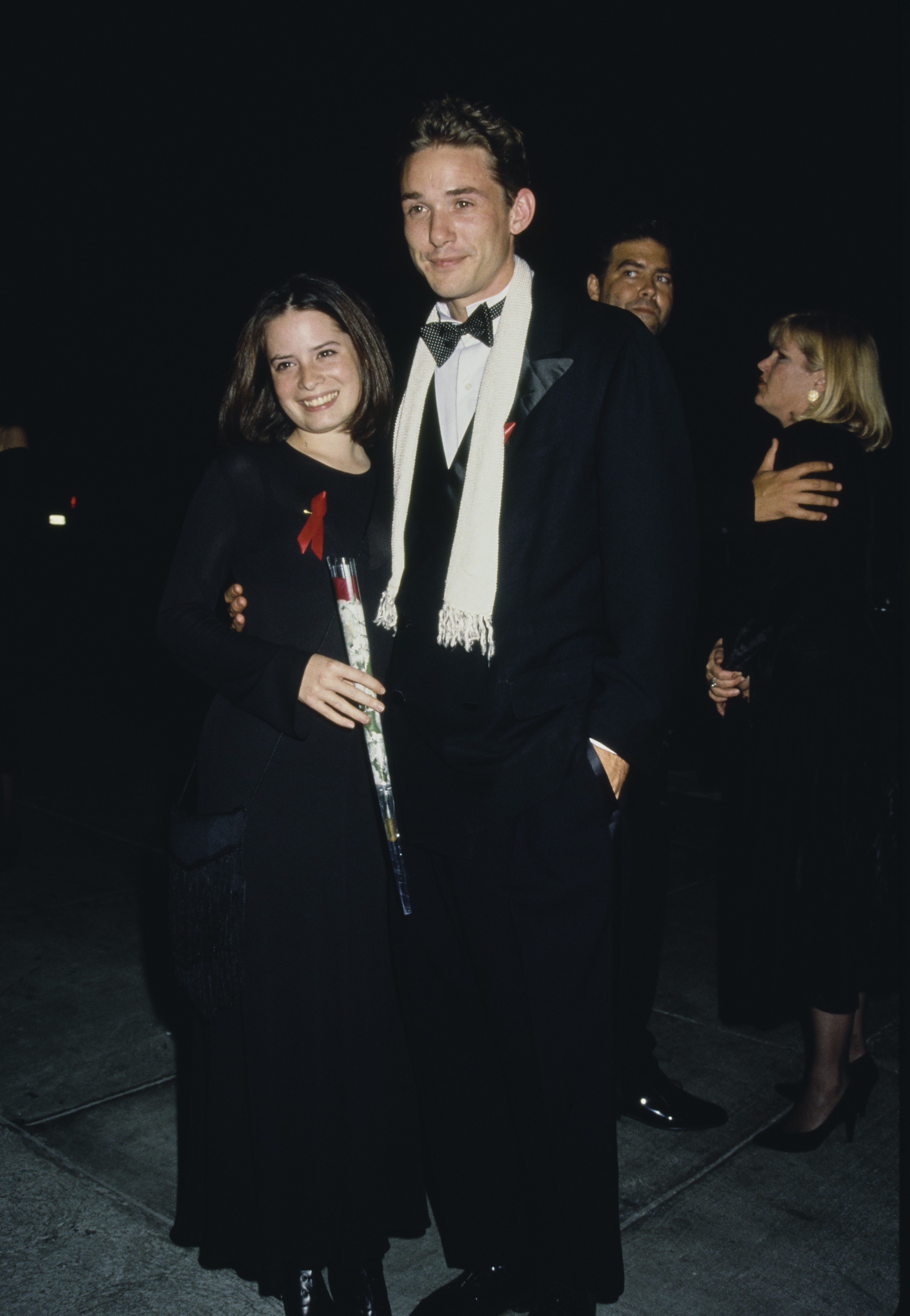 Holly Marie Combs and Bryan Smith attend the 45th Annual Primetime Emmy Awards in Pasadena, California, on September 18, 1993.