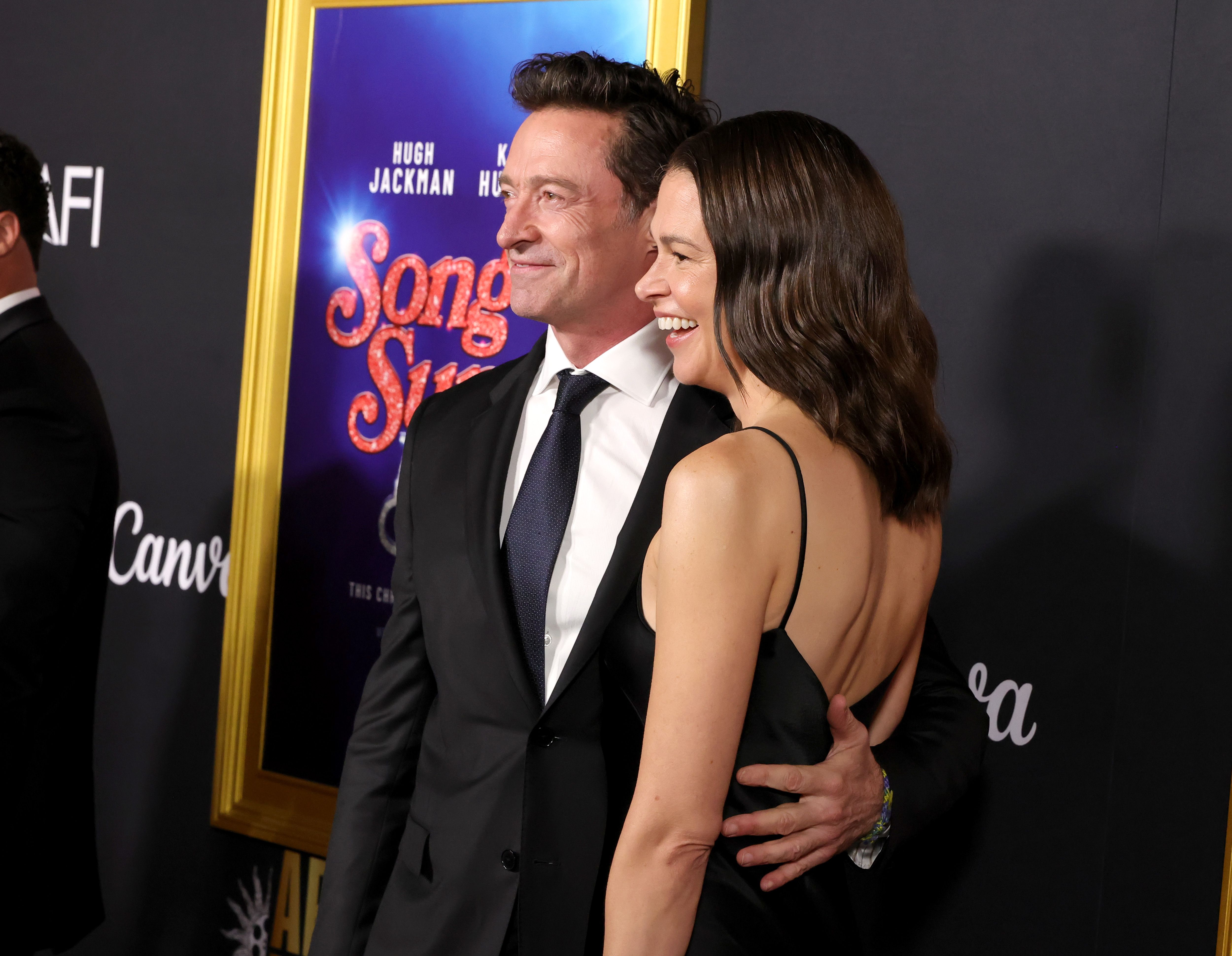 Hugh Jackman and Sutton Foster attend the closing night gala premiere of "Song Sung Blue" on October 26, 2025, in Hollywood, California. | Source: Getty Images