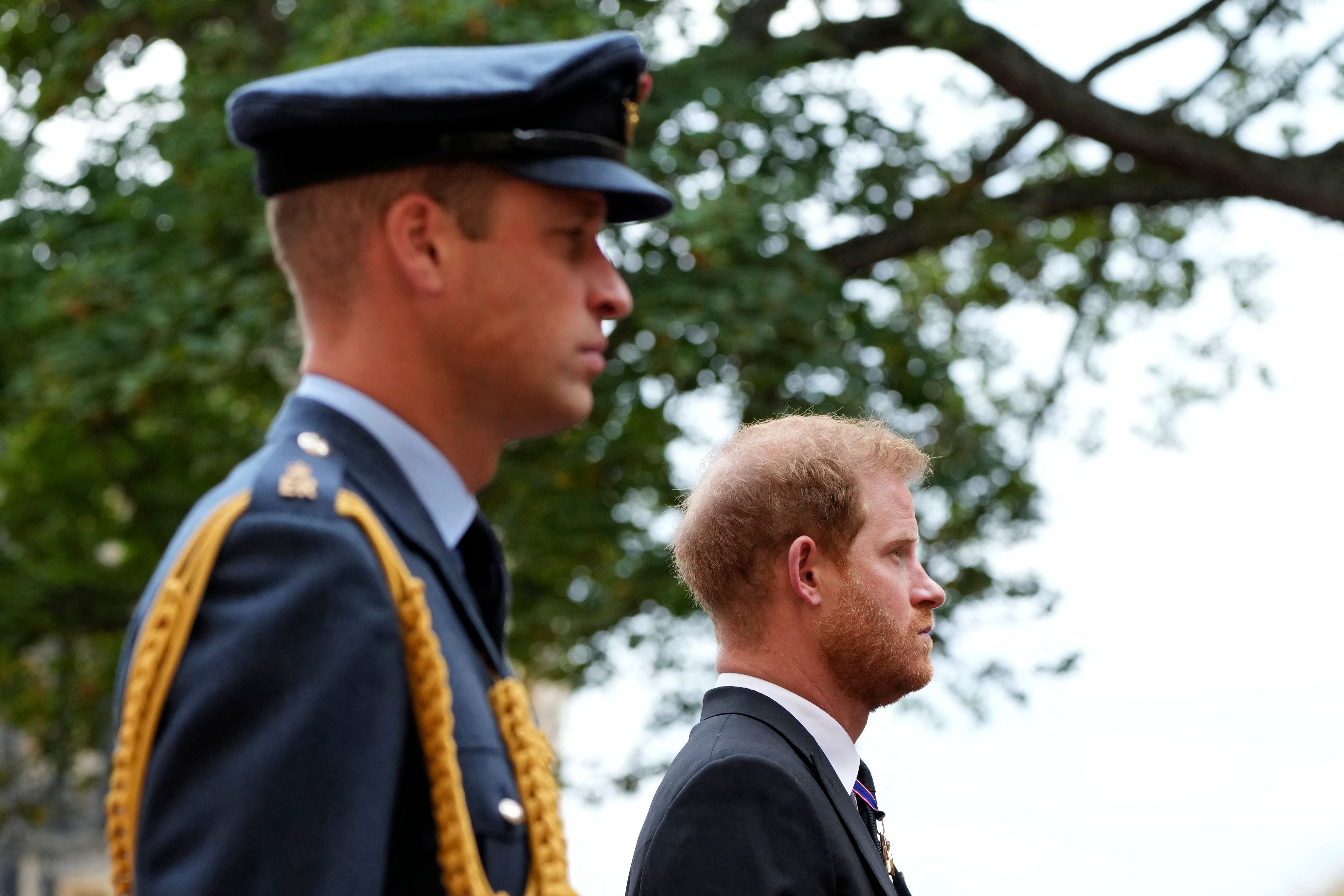Prince William and Prince Harry at St George's Chapel inside Windsor Castle on September 19, 2022, ahead of the Committal Service for Queen Elizabeth II | Source: Getty Images