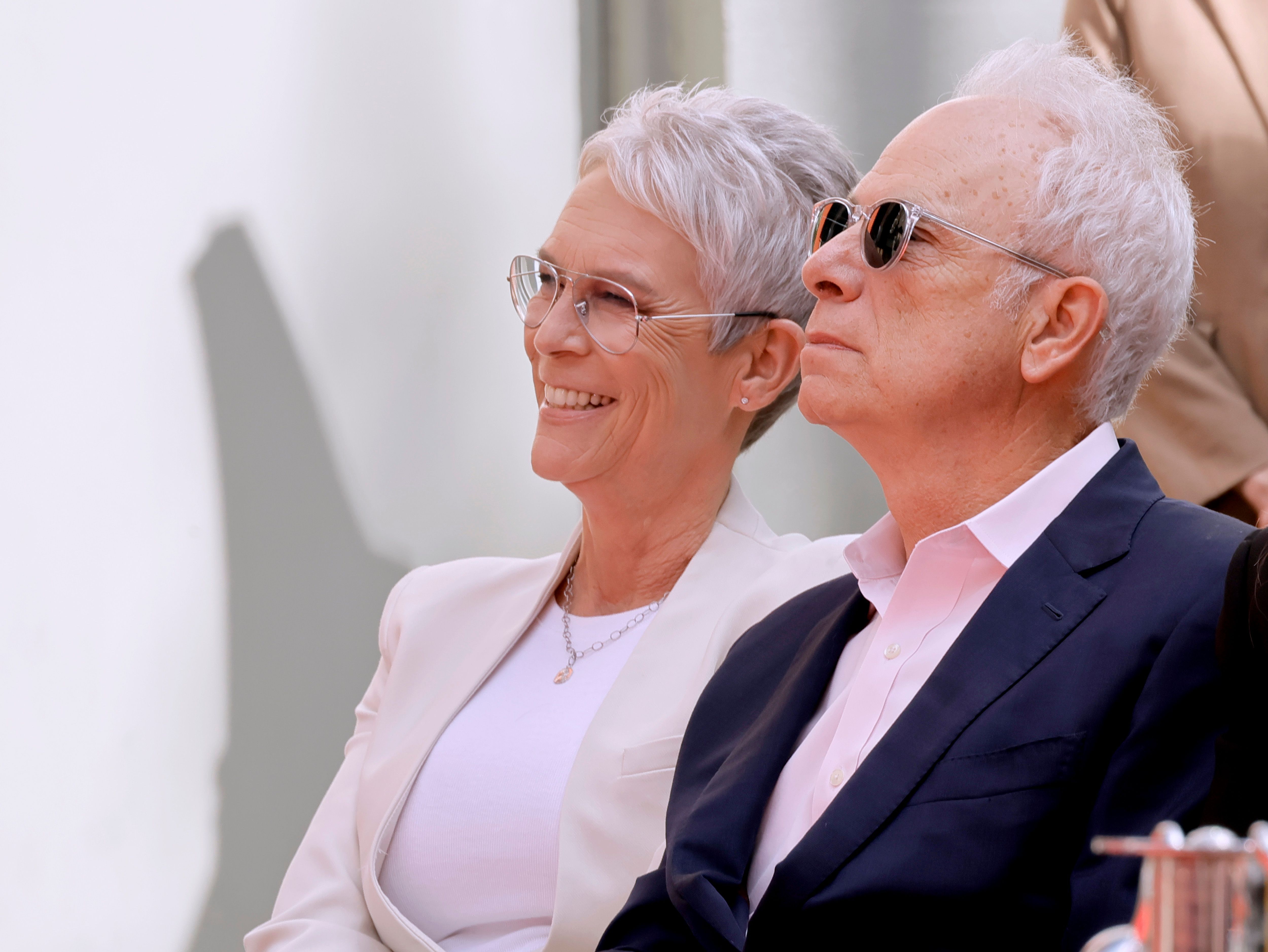 Jamie Lee Curtis and Christopher Guest attend the Jamie Lee Curtis Hand and Footprint In Cement Ceremony at TCL Chinese Theatre on October 12, 2022, in Hollywood, California. | Source: Getty Images