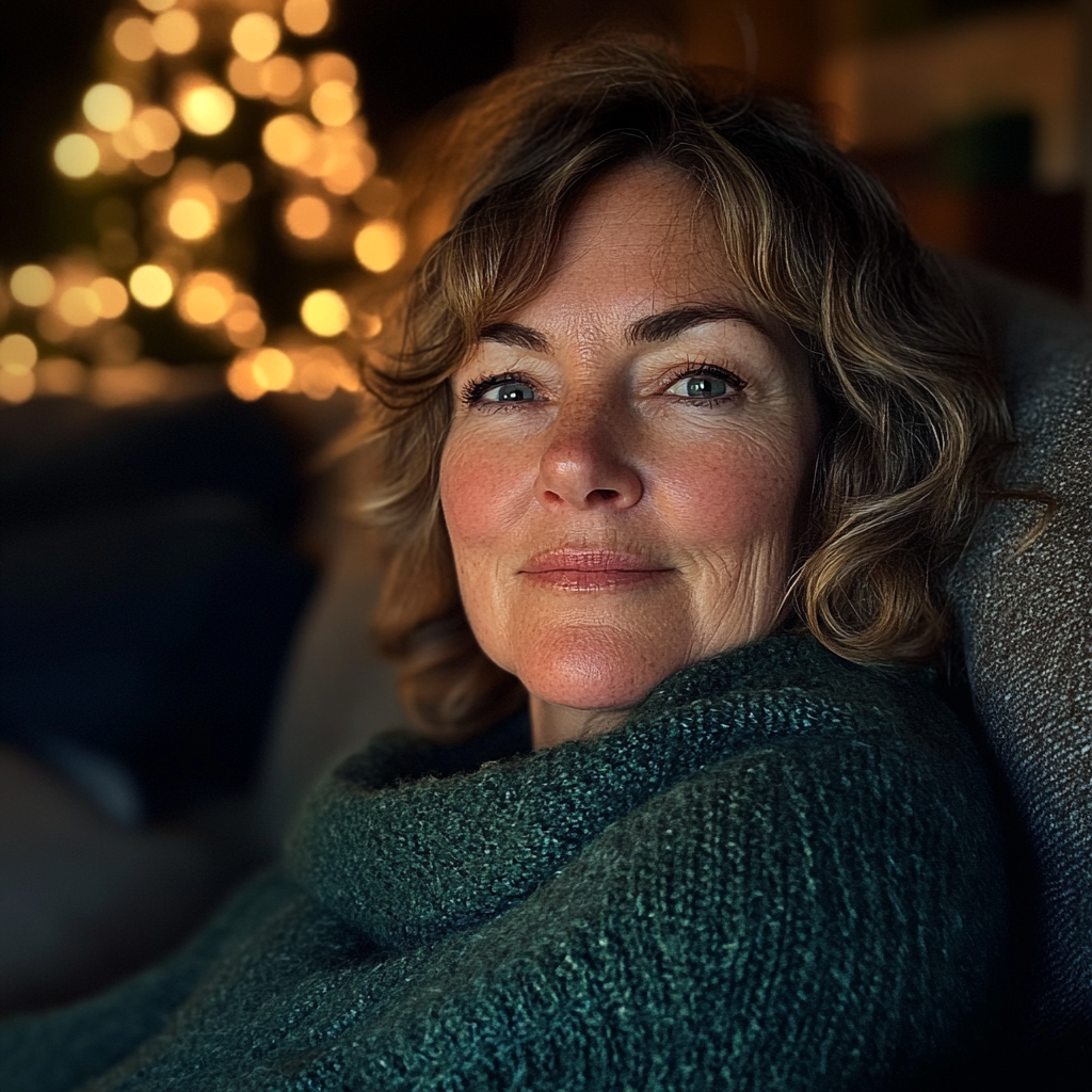 A woman sitting on a couch | Source: Midjourney