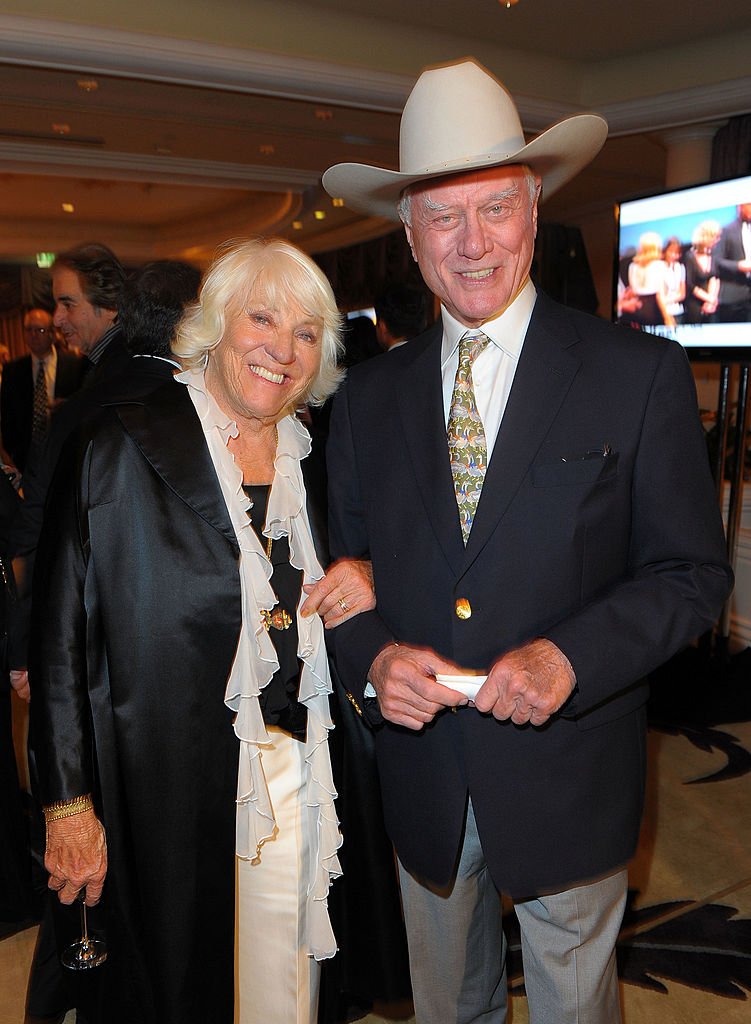 Maj Axelsson and Larry Hagman attend the Monte Carlo Television Festival cocktail party held at the Beverly Hills Hotel on October 24, 2009. | Photo: Getty Images