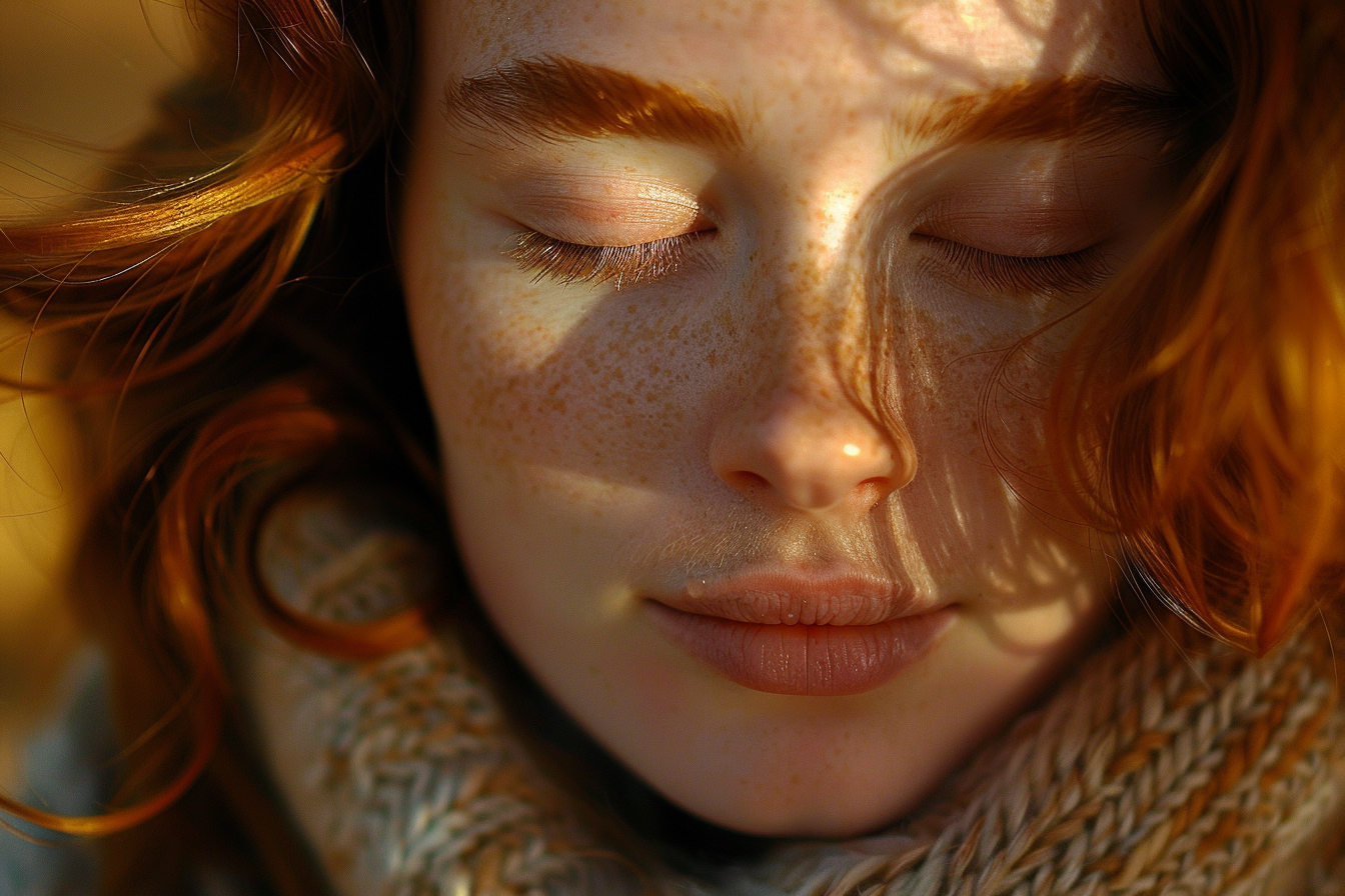 Close-up of a relieved woman's face | Source: Midjourney