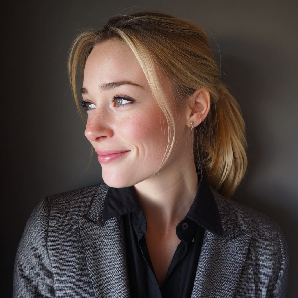 A side-view of a smiling woman | Source: Midjourney