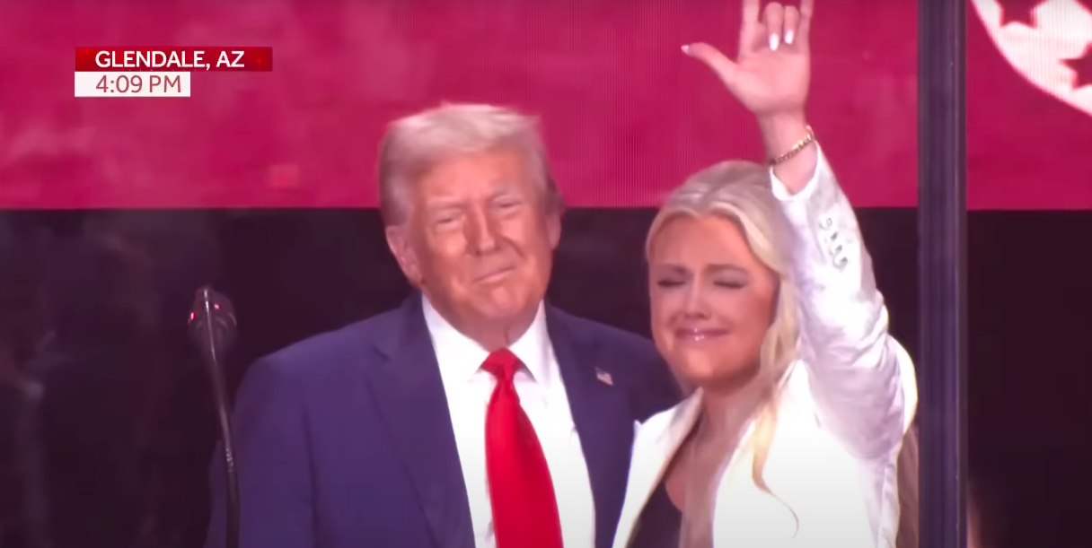 Donald Trump and Erika Kirk at the somber event. | Source: YouTube/NBC News