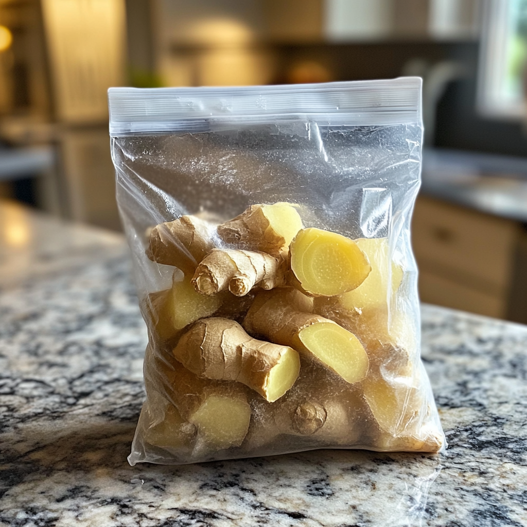 Frozen ginger in a bag | Source: Midjourney