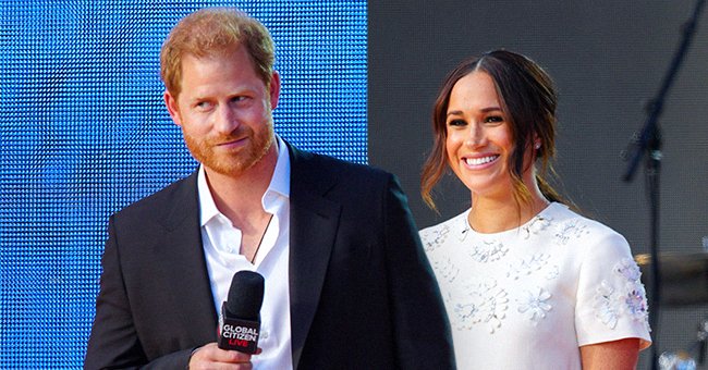 Prince Harry and Meghan Markle speak on stage at Global Citizen Live New York, September 2021 | Source: Getty Images