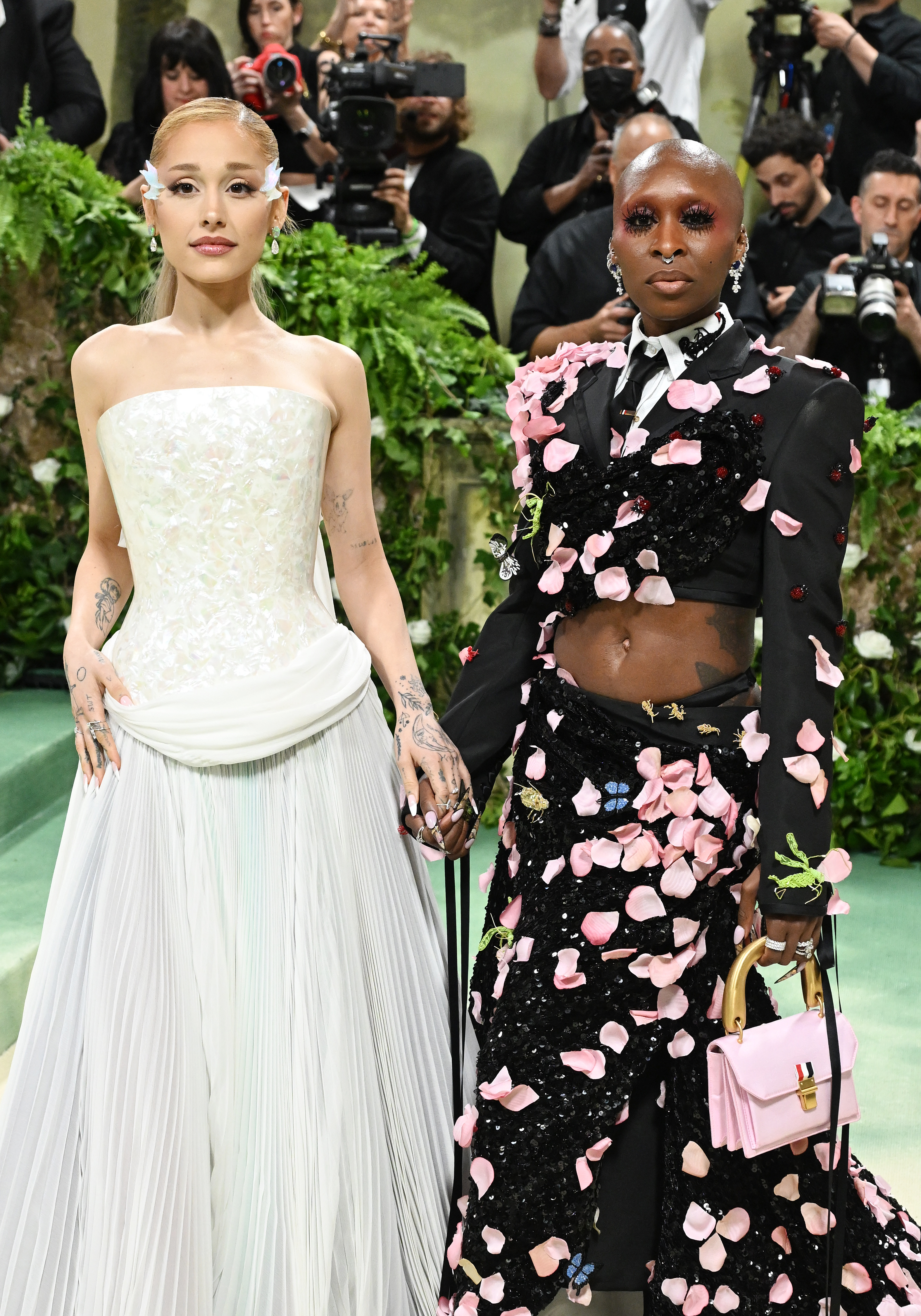 Ariana Grande and Cynthia Erivo at the Met Gala: "Sleeping Beauties: Reawakening Fashion" held at The Metropolitan Museum of Art on May 6, 2024, in New York City | Source: Getty Images