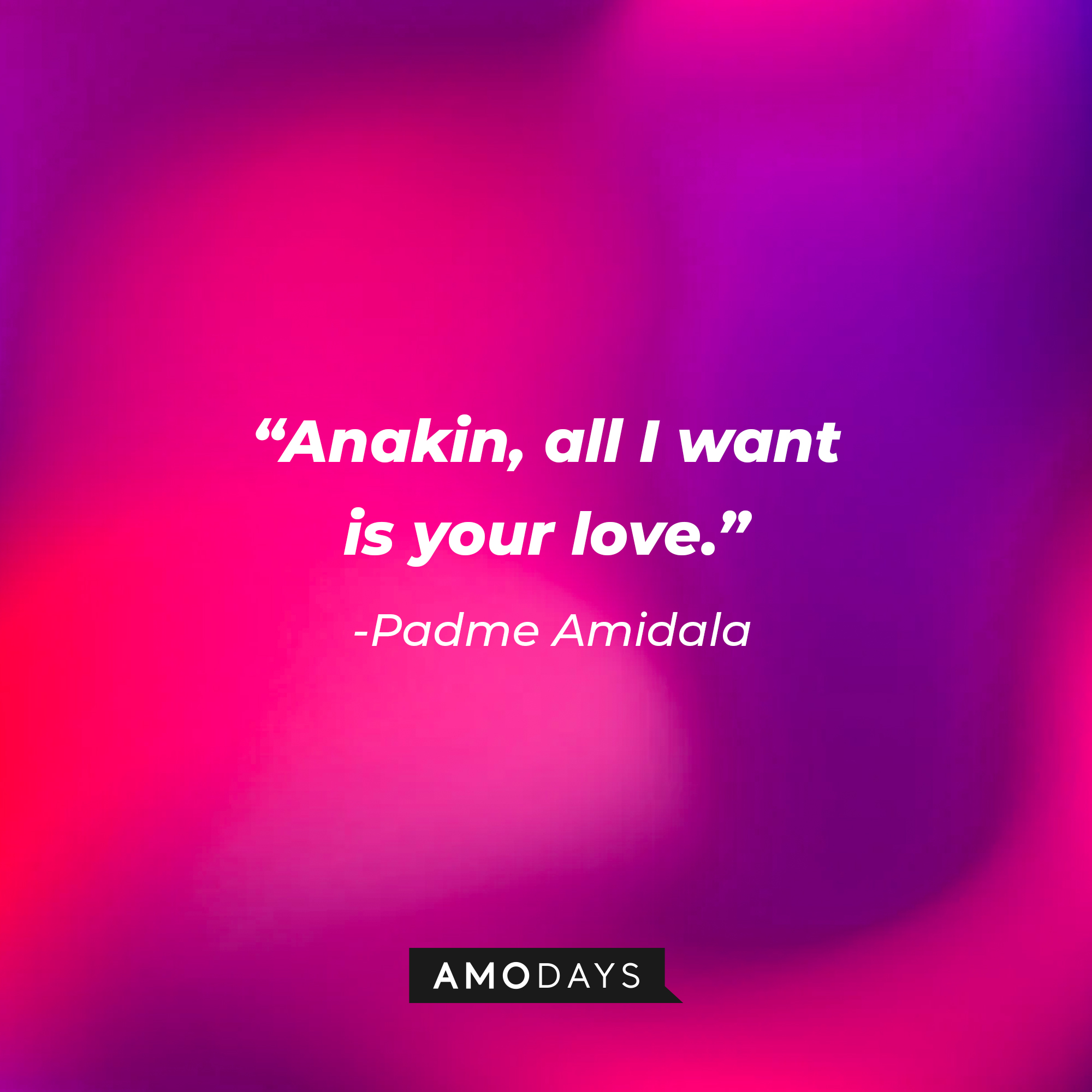 Padme Amidala's quote: "Anakin, all I want is your love." | Source: AmoDays