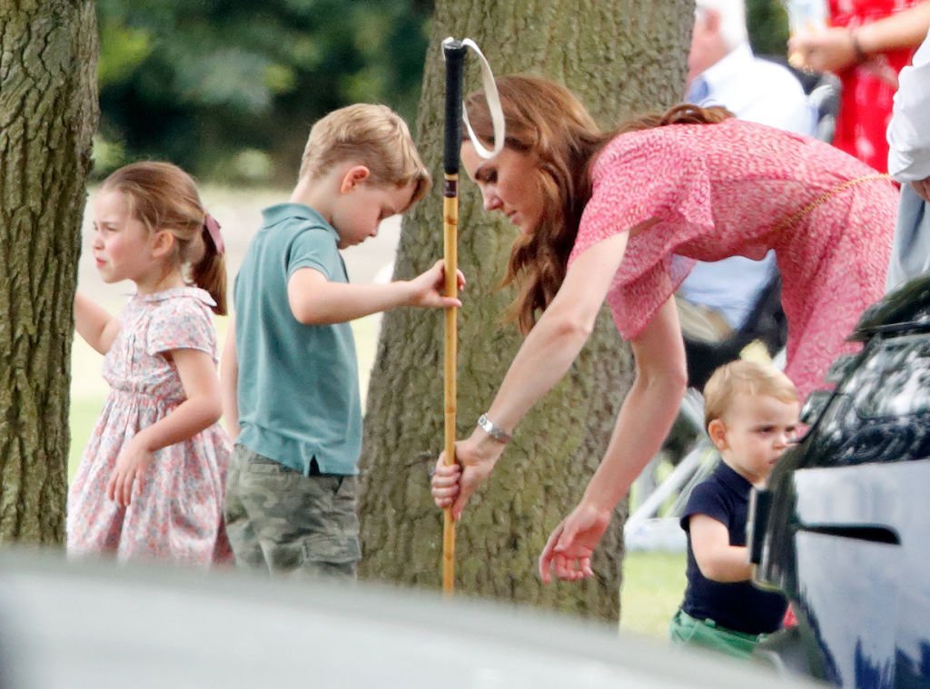 Princess Charlotte of Cambridge, Prince George of Cambridge, Catherine, Duchess of Cambridge and Prince Louis of Cambridge attend the King Power Royal Charity Polo Match, in which Prince William, Duke of Cambridge and Prince Harry, Duke of Sussex were competing for the Khun Vichai Srivaddhanaprabha Memorial Polo Trophy at Billingbear Polo Club | Photo: Getty Images