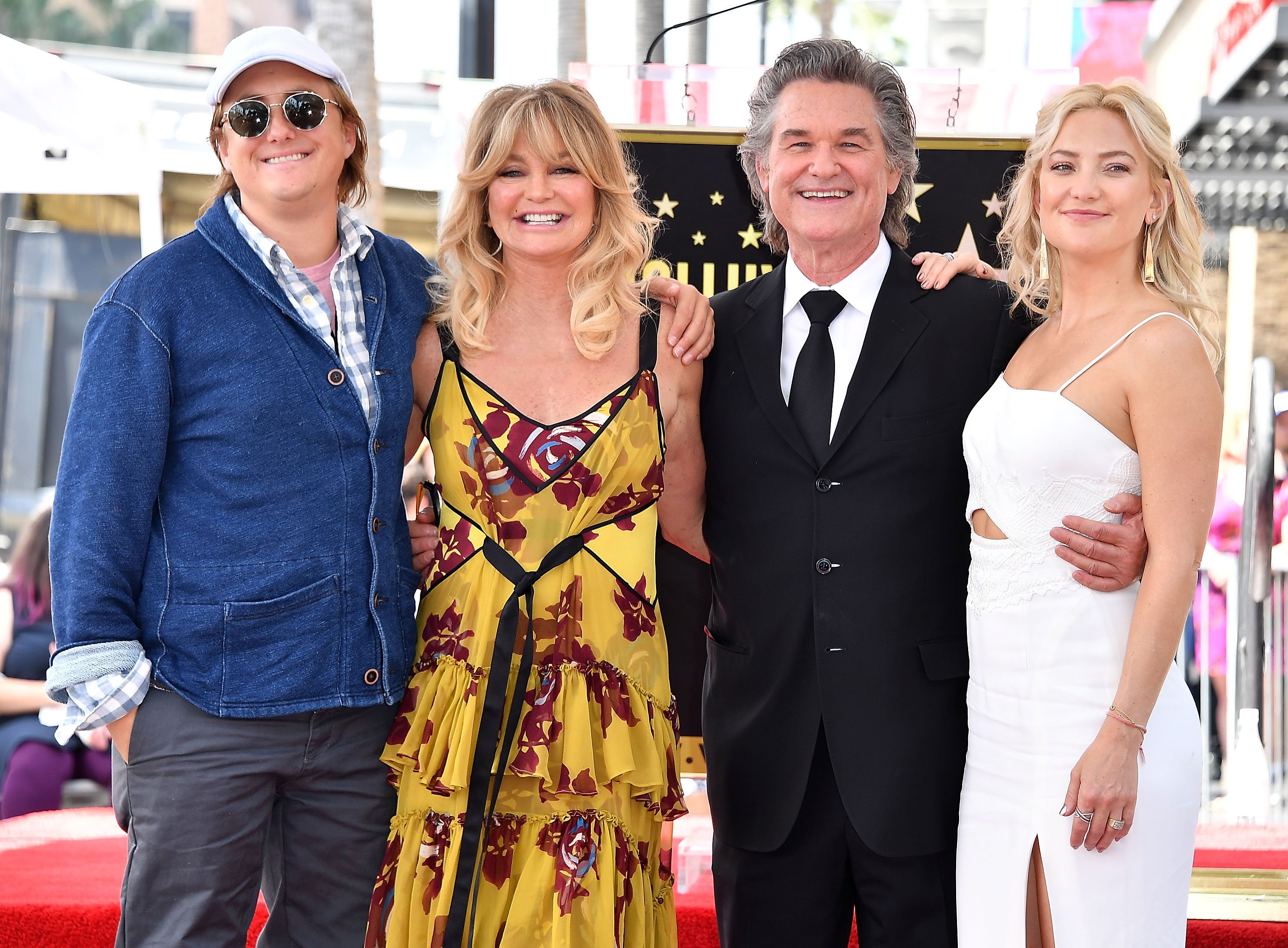 Boston Russell, Goldie Hawn, Kurt Russell, and Kate Hudson as Goldie Hawn and Kurt Russell are honored with the double star On The Hollywood Walk Of Fame on May 4, 2017 | Source: Getty Images