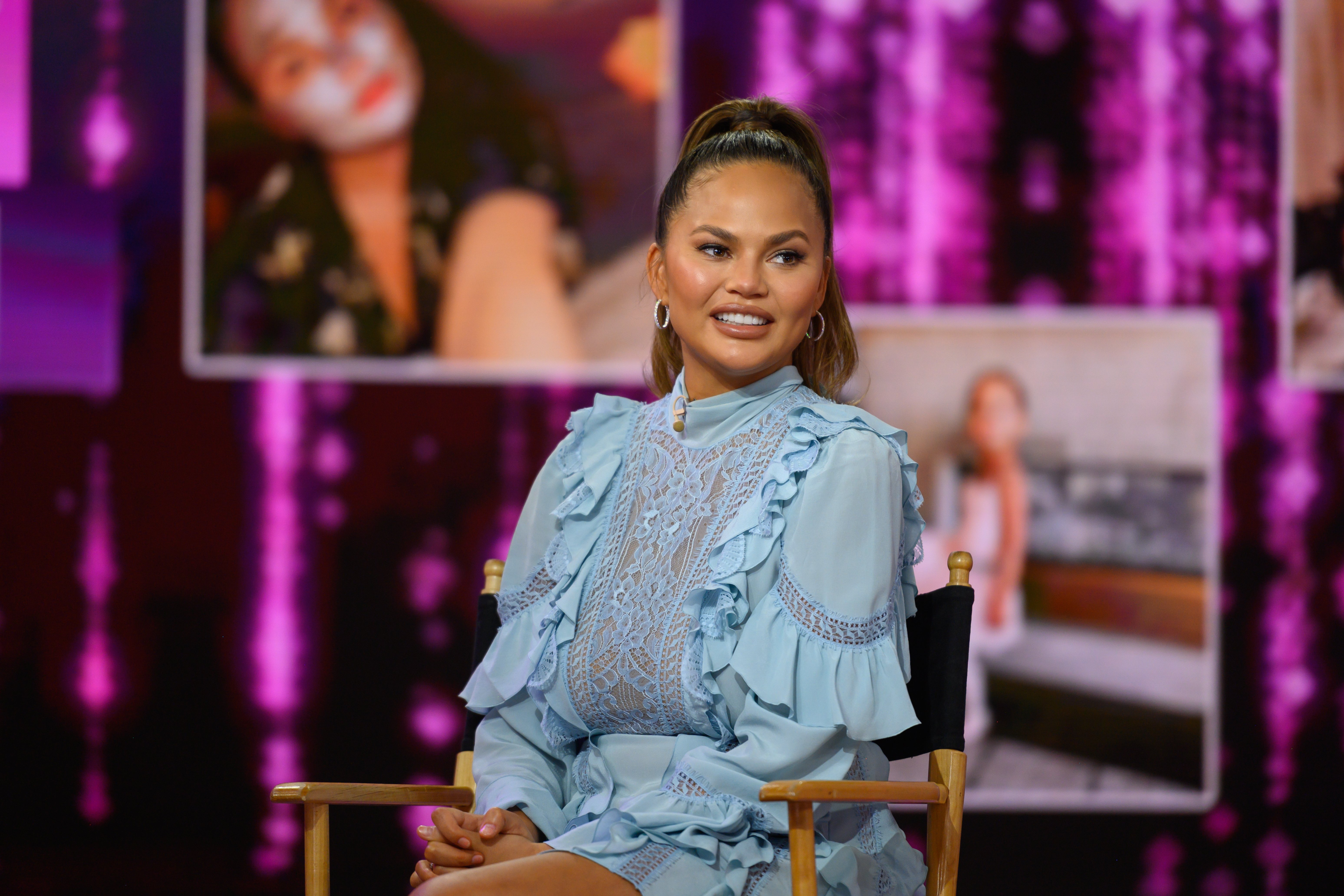 Chrissy Teigen on the set of  NBC's "Today” on Wednesday, February 19, 2020. | Source: Getty Images