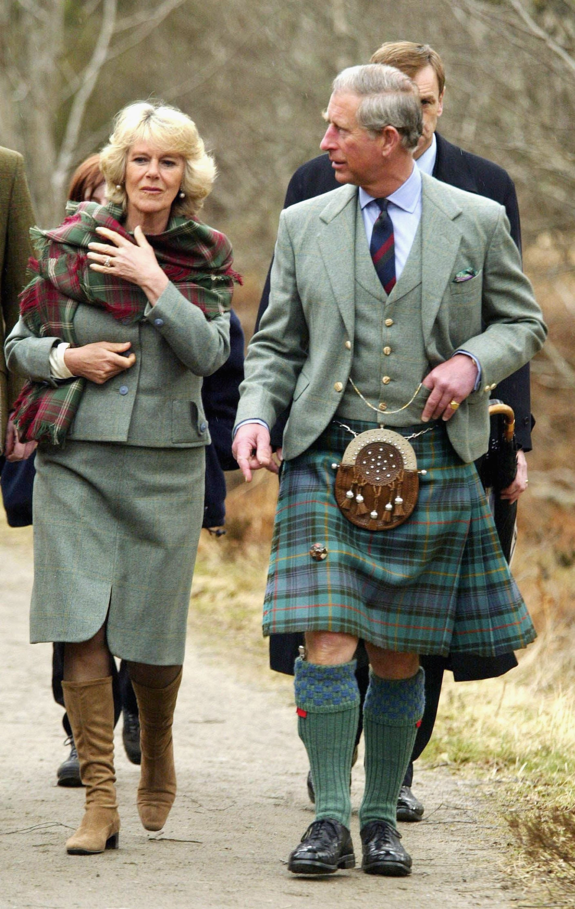 Queen Camilla and King Charles III visiting Muir of Dinnet National Nature Reserve at Royal Deeside in Scotland on April 20, 2006 | Source: Getty Images
