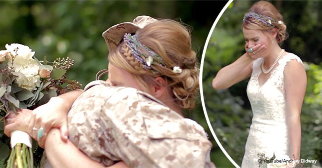 Marine surprises his sister on her wedding day in emotional video