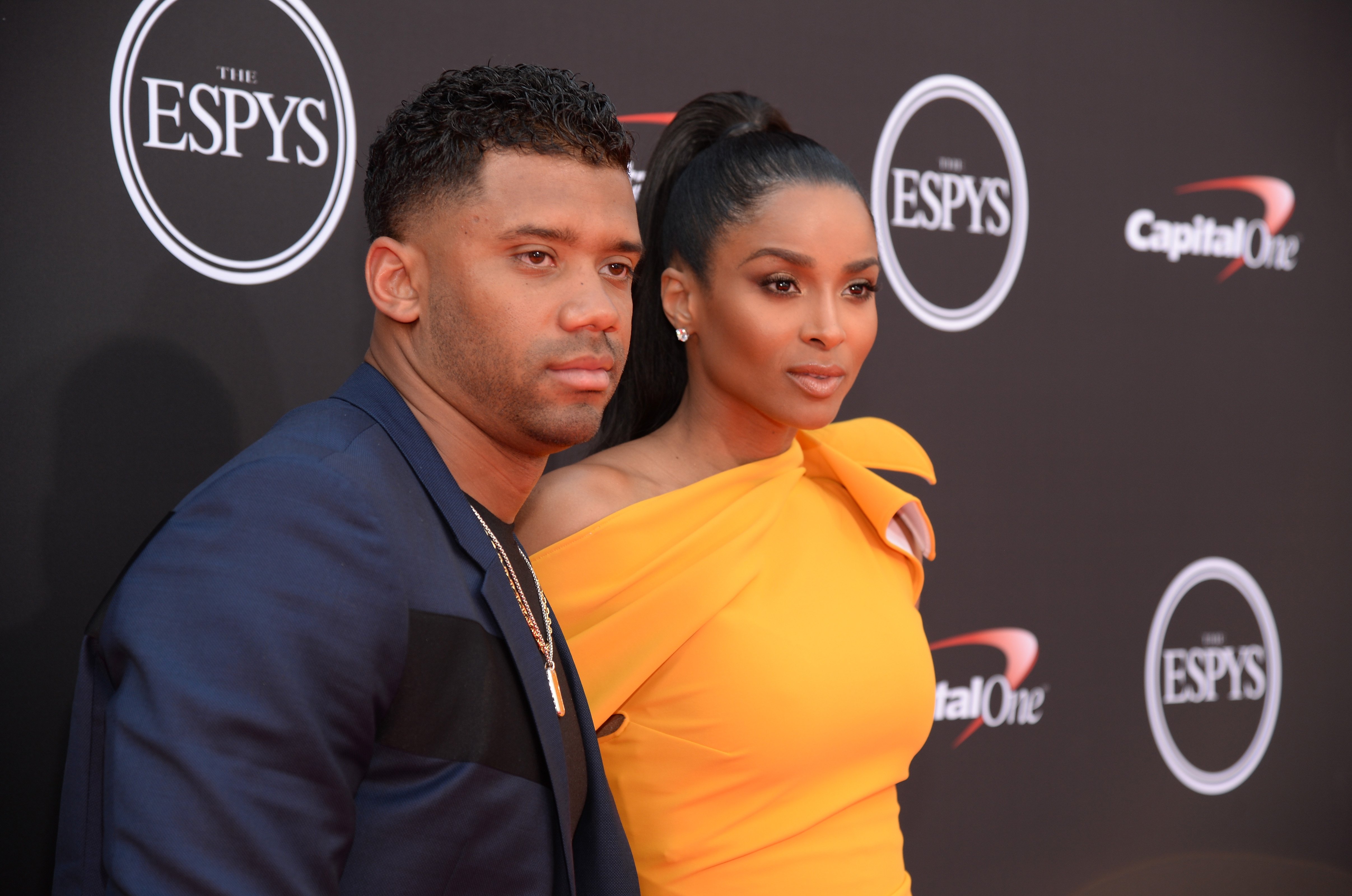 Ciara and husband Russell Wilson at the 2018 ESPY Awards Red Carpet Show Live! | Source: Getty Images