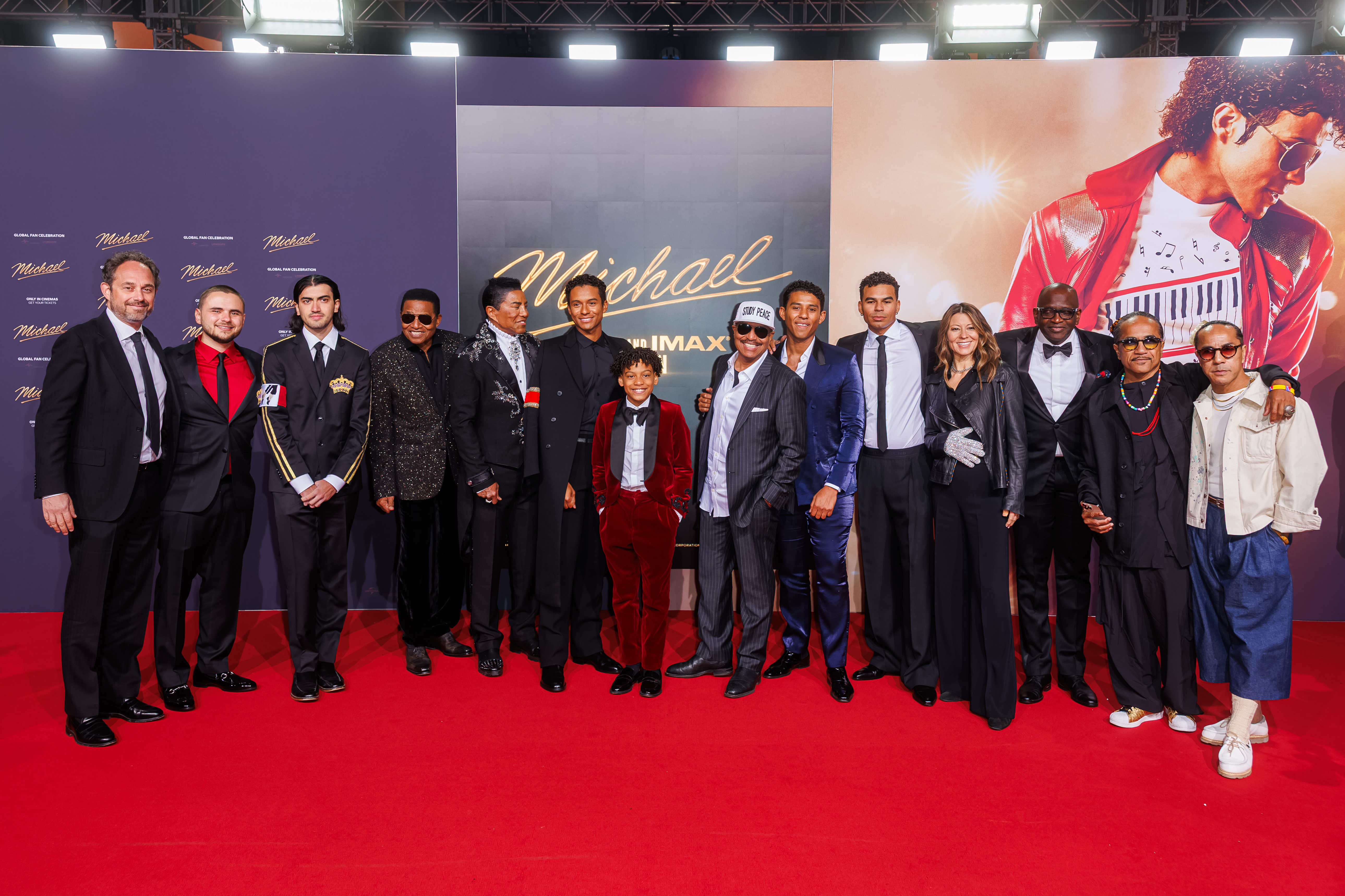 Prince Jackson, Bigi Jackson, Jackie Jackson, Jermaine Jackson, Jaafar Jackson, Juliano Valdi, Marlon Jackson, Jermajesty Jackson, Randy Jackson Jr., Richmond Talauega and Richmond Talauega attend the "Michael" premiere at Uber Eats Music Hall on April 10, 2026, in Berlin, Germany.