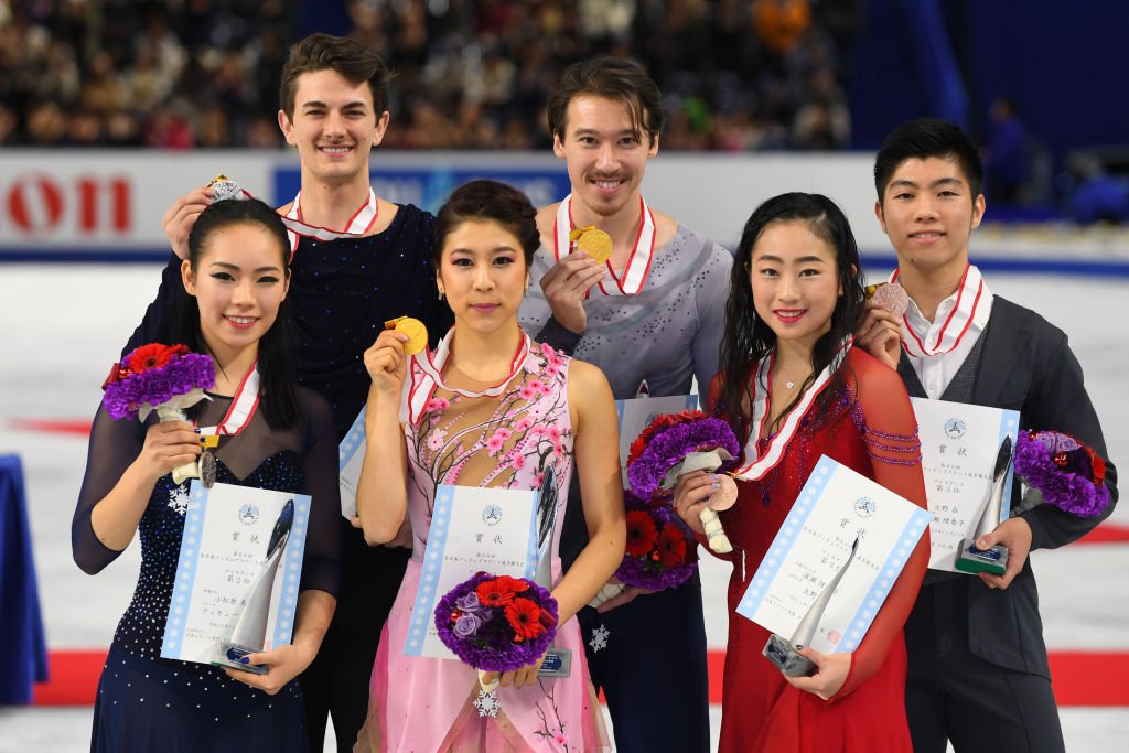 Kana Muramoto and Chris Reed (gold medalists) on December 24, 2017 in Chofu, Tokyo, Japan | Photo: Getty Images