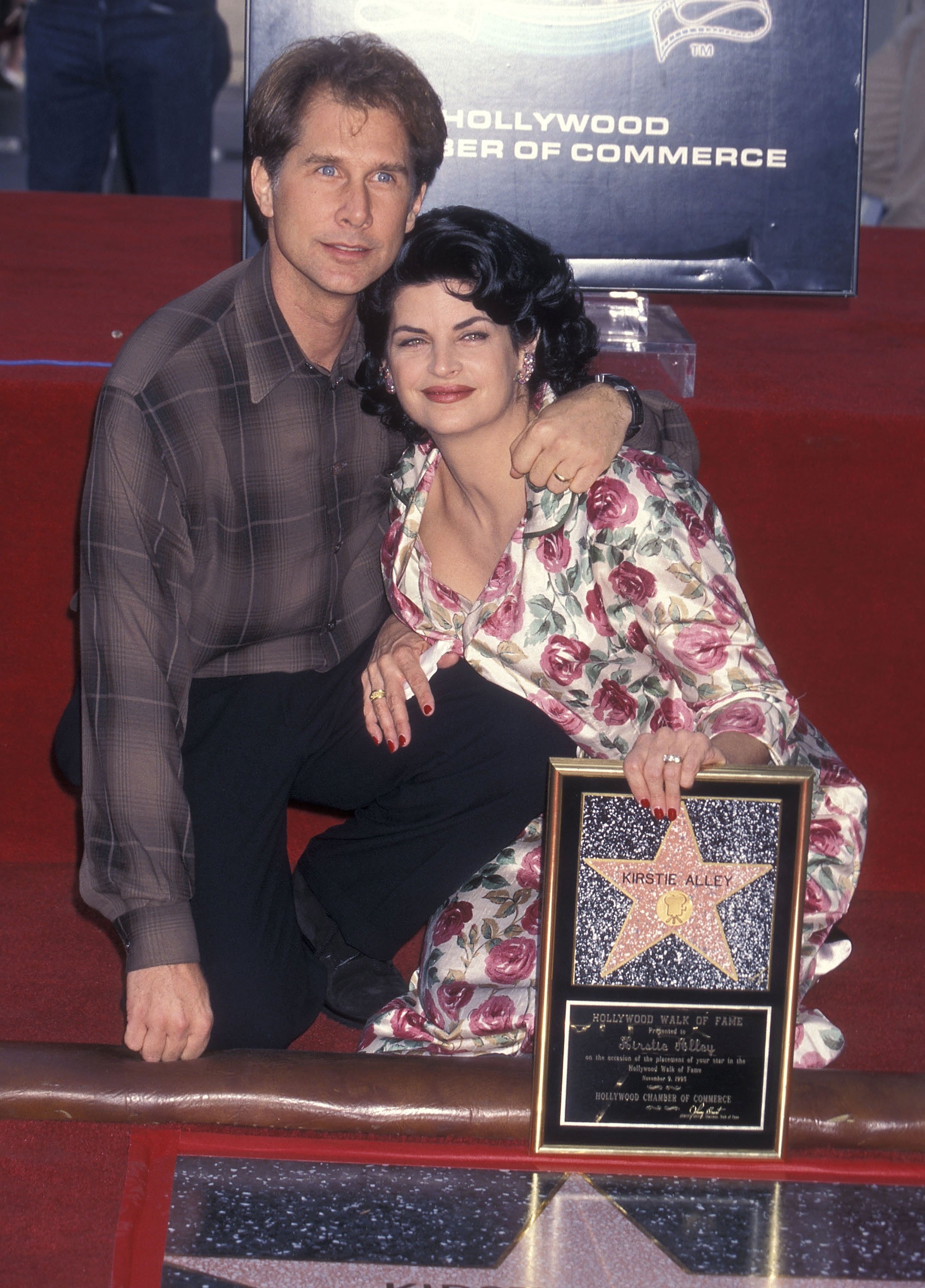 Actor Parker Stevenson and actress Kirstie Alley attend the Hollywood Walk of Fame Star Ceremony for Kirstie Alley on November 9, 1995 at 7000 Hollywood Boulevard in Hollywood, California. | Source: Getty Images