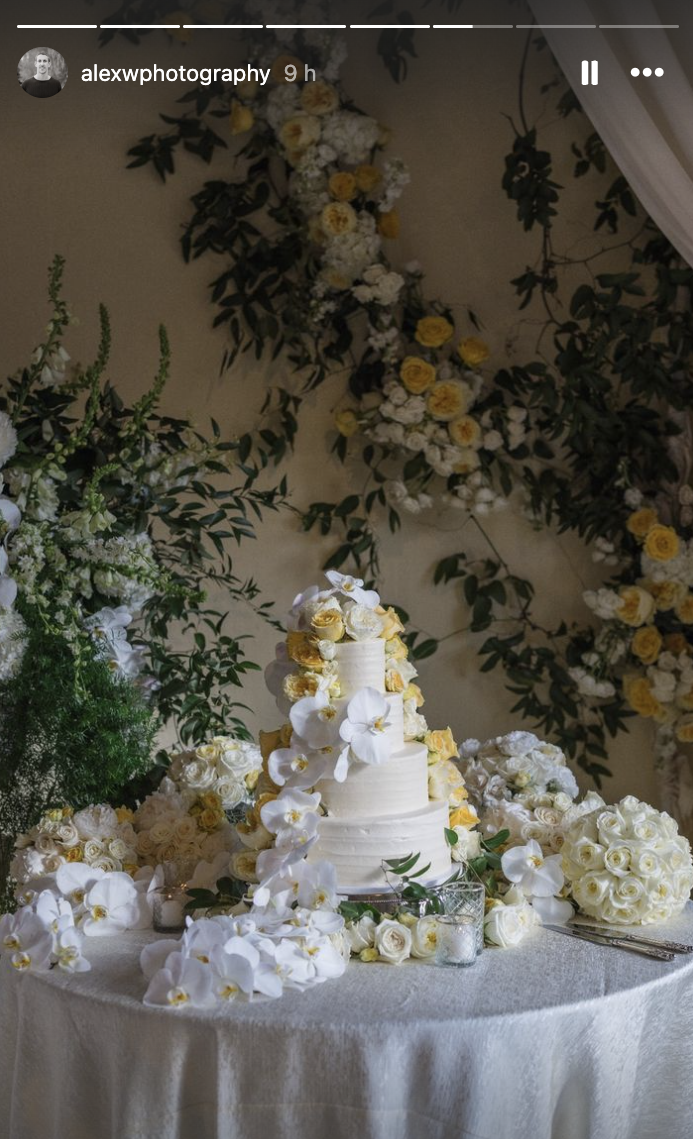 Nicoletta Ruhl and Jaleel White's wedding cake as seen in a May 8 Instagram story | Source: Instagram.com/alexwphotography/