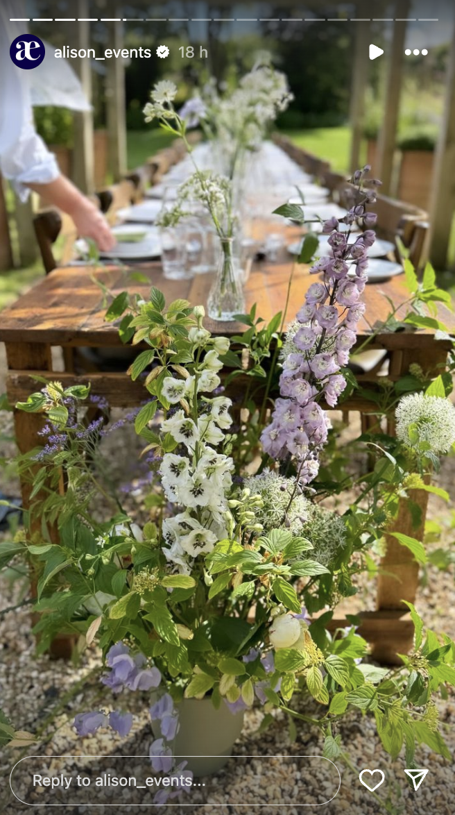 Some of the flowers at Jesse Light and Jesse Bongiovi's five-day wedding celebration, posted on July 15 | Source: Instagram/alison_events