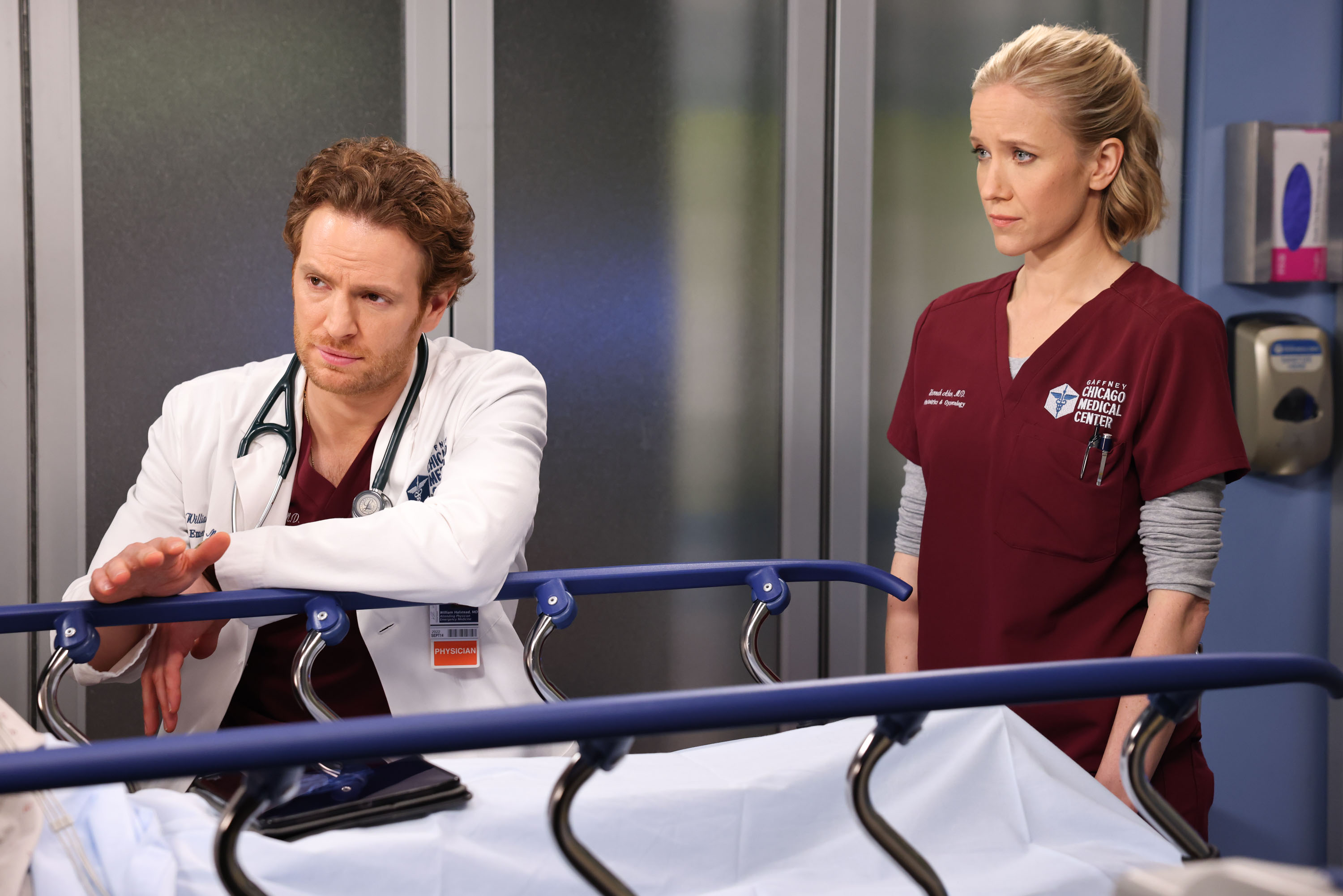 Nick Gehlfuss as Will Halstead, Jessy Schram as Hannah Asher in Season 8 of  "Chicago Med" | Source: Getty Images