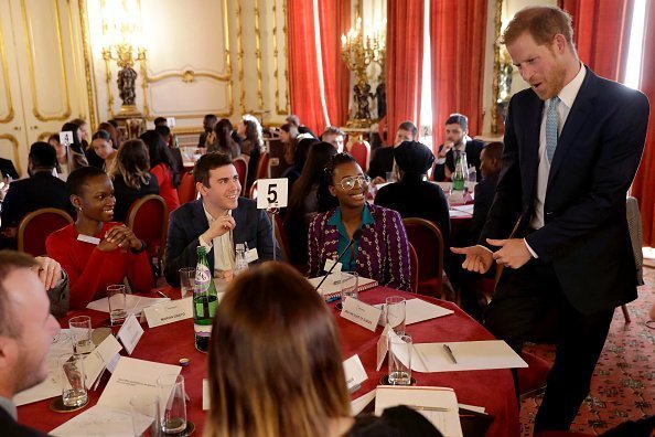 Prince Harry at a round table discussion with youths from across the commonwealth at the Lancaster House on January 30, 2019 | Photo: Getty Images