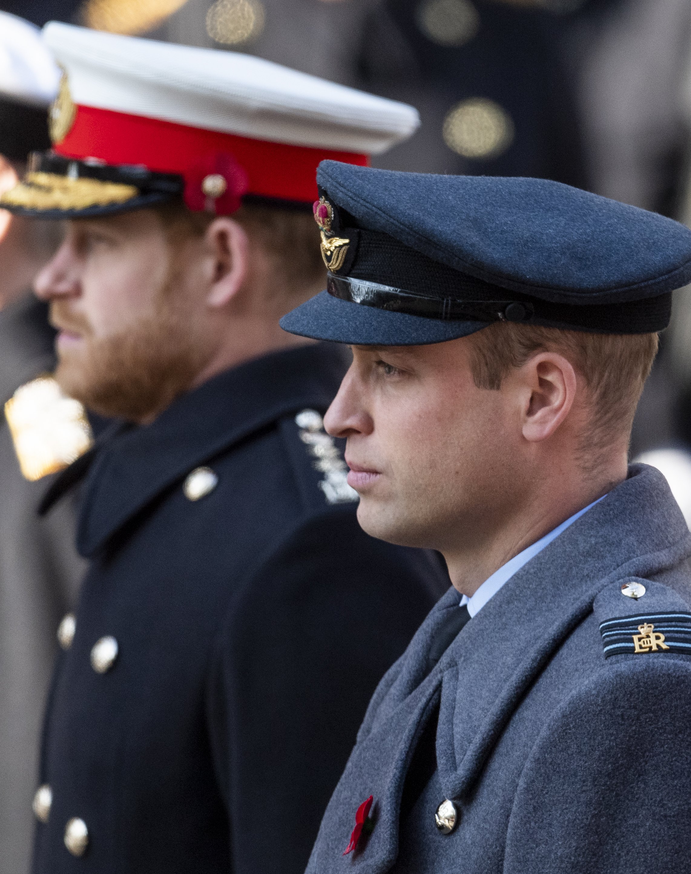 Prince William, Duke of Cambridge and Prince Harry, Duke of Sussex during the annual Remembrance Sunday memorial at The Cenotaph on November 10, 2019 in London, England. / Source: Getty Images