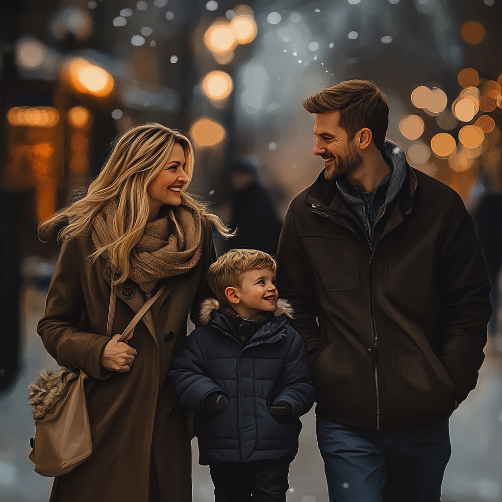 A happy family on a walk | Source: Midjourney