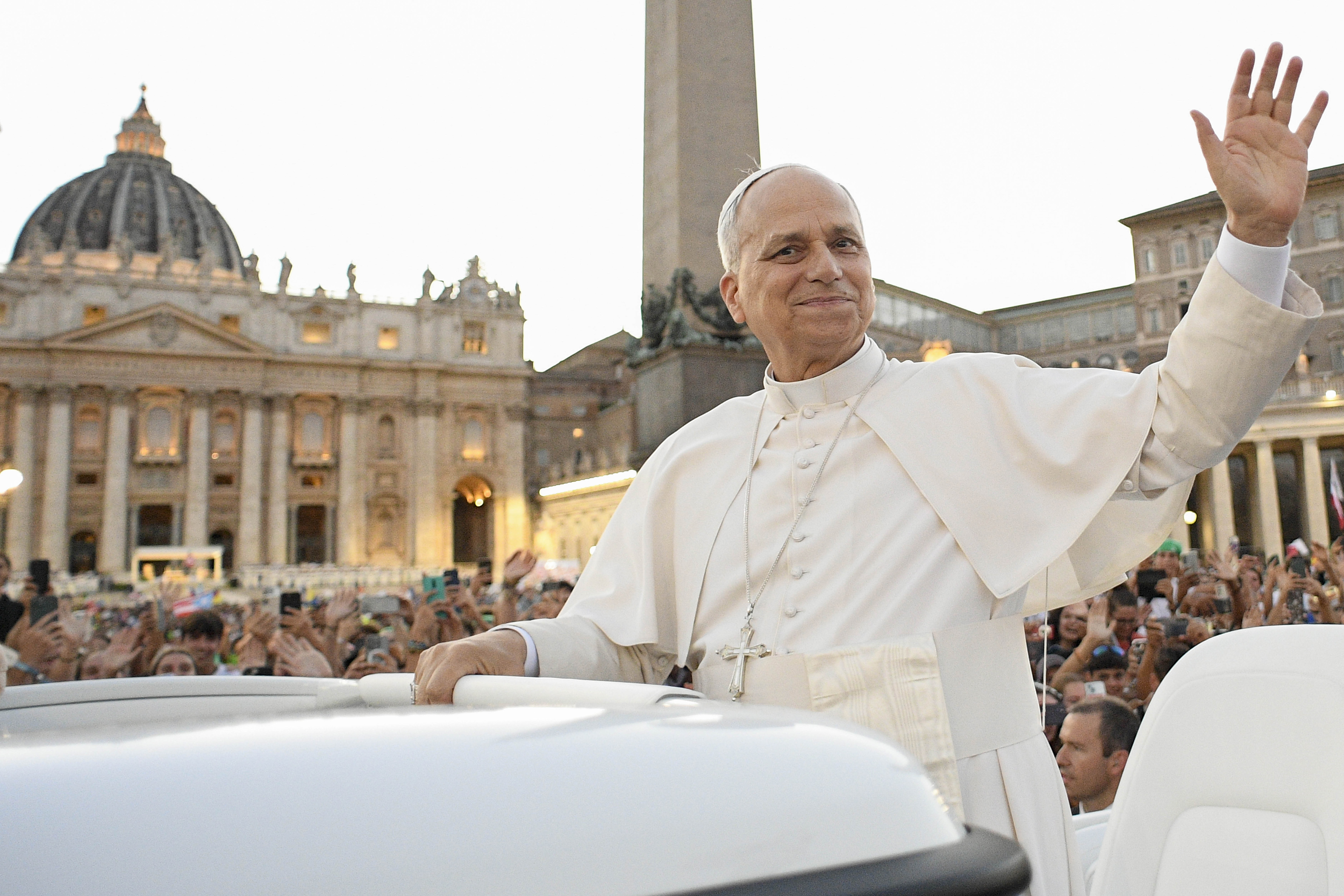 Pope Leo XIV greeting pilgrims of the Youth Jubilee at the end of the Holy Mass of Welcome and Dialogues with the City at St. Peter's Square on July 29, 2025, in Vatican City, Vatican. | Source: Getty Images