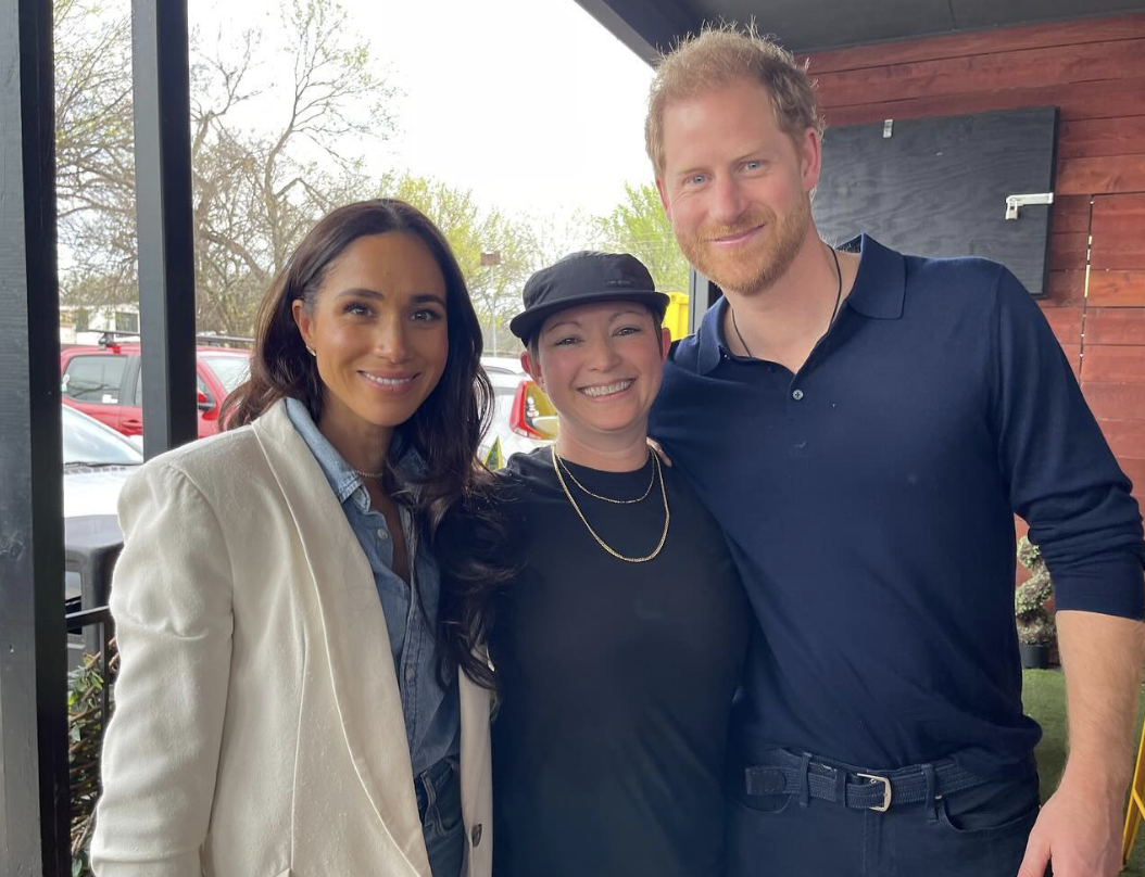 Meghan Markle, a La Barbecue staff member, and Prince Harry as seen in an Instagram post dated March 9, 2024 | Source: Instagram.com/la_barbecue/