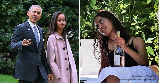 Underage Malia Obama caught drinking wine in tight black swimsuit with her friends