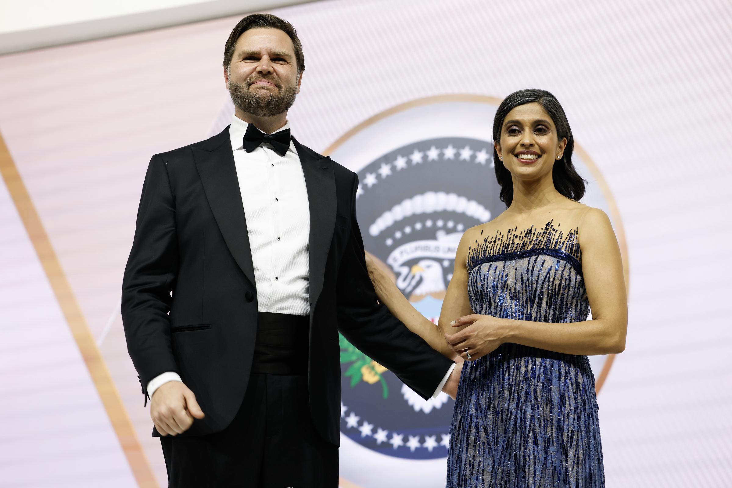 Vice President J.D. Vance and his wife Usha at the Commander-in-Chief Ball on January 20, 2025, in Washington, DC. | Source: Getty Images