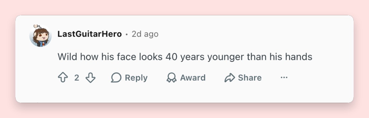 A netizen's comment about John Travolta's appearance at the 79th Cannes Film Festival in May 2026 | Source: Reddit/popculturechat