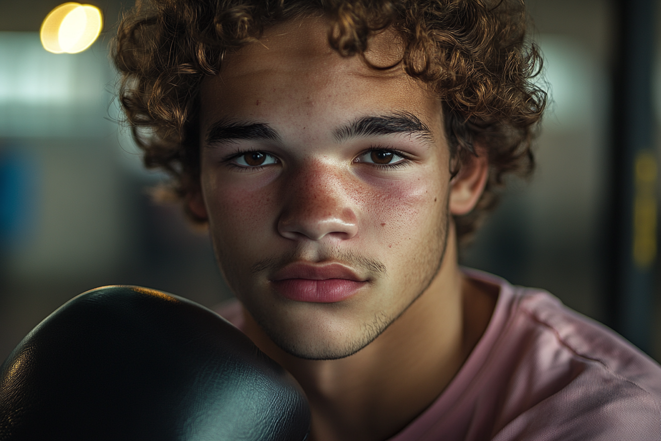 A young man in a boxing gym | Source: Midjourney