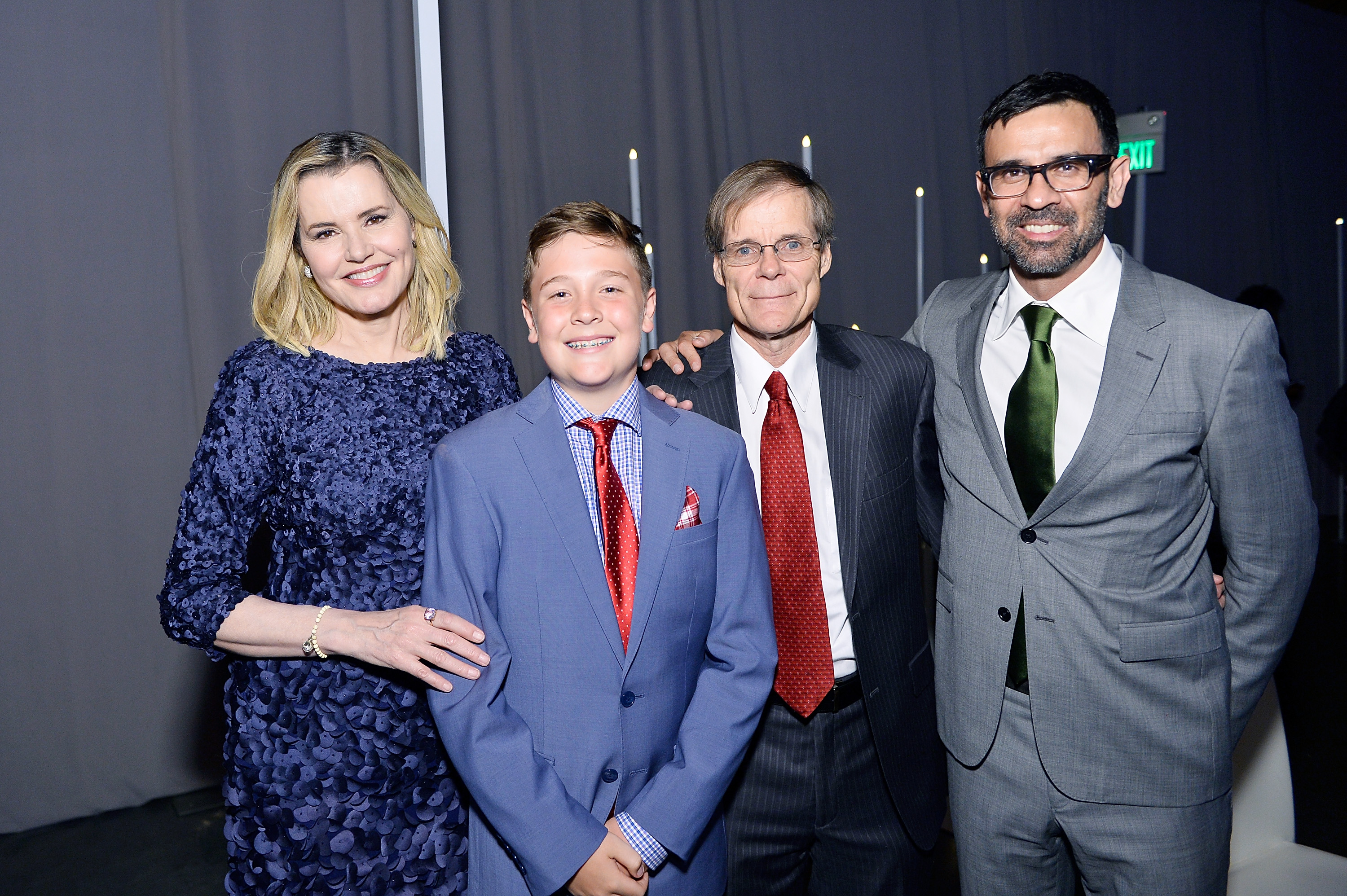 Geena Davis, Kaiis Jarrahy, Dr. Paul Krogstad, and Reza Jarrahy at UCLA Mattel Children's Hospital event presenting Kaleidoscope 5 on May 6, 2017, in Culver City, California. | Source: Getty Images