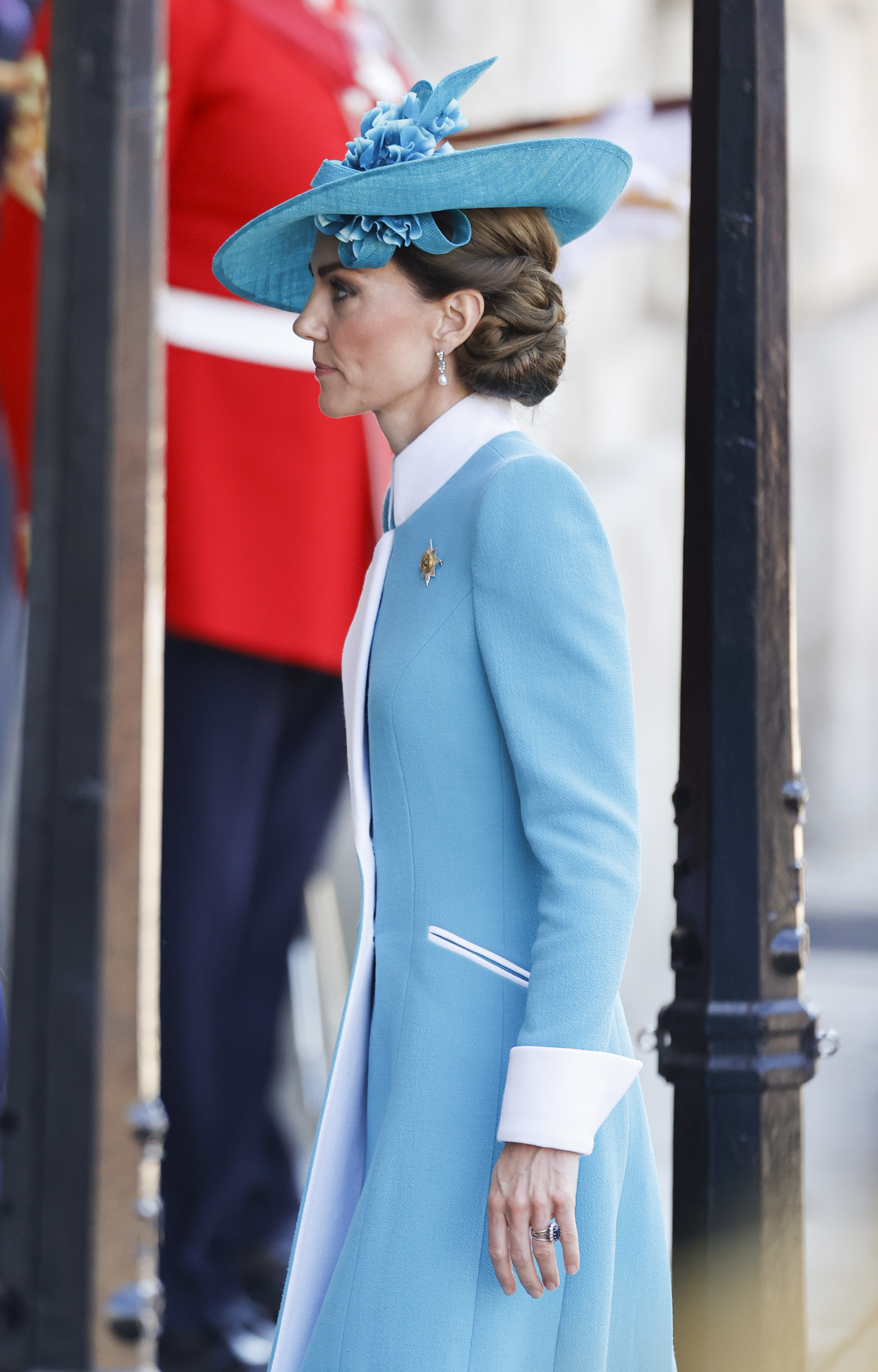 Catherine, Princess of Wales arrives at Horse Guards Parade during Trooping The Colour 2025 on June 14 in London, England. | Source: Getty Images