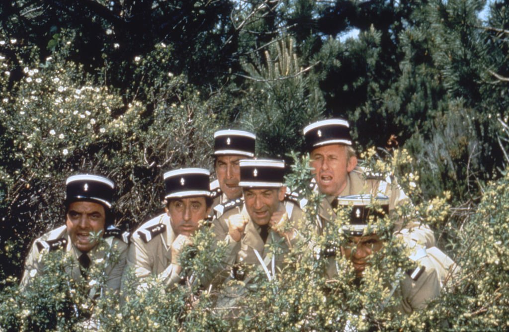 Michel Modo Jean Lefèbvre, Guy Grosso, Louis de Funès, Christian Marin et Michel Galabru | Photo : Getty Images