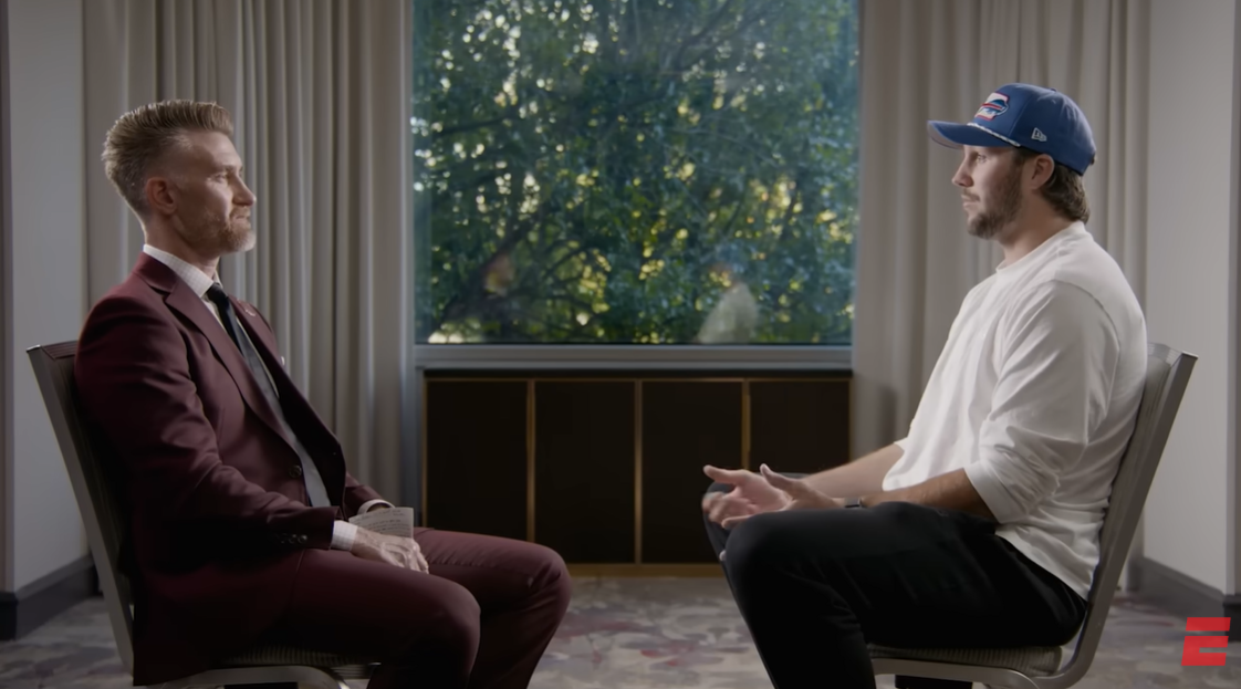 Josh Allen sits down with ESPN’s Marty Smith for an interview about life on and off the field, as posted October 13, 2025 | Source: YouTube/ESPNNFL