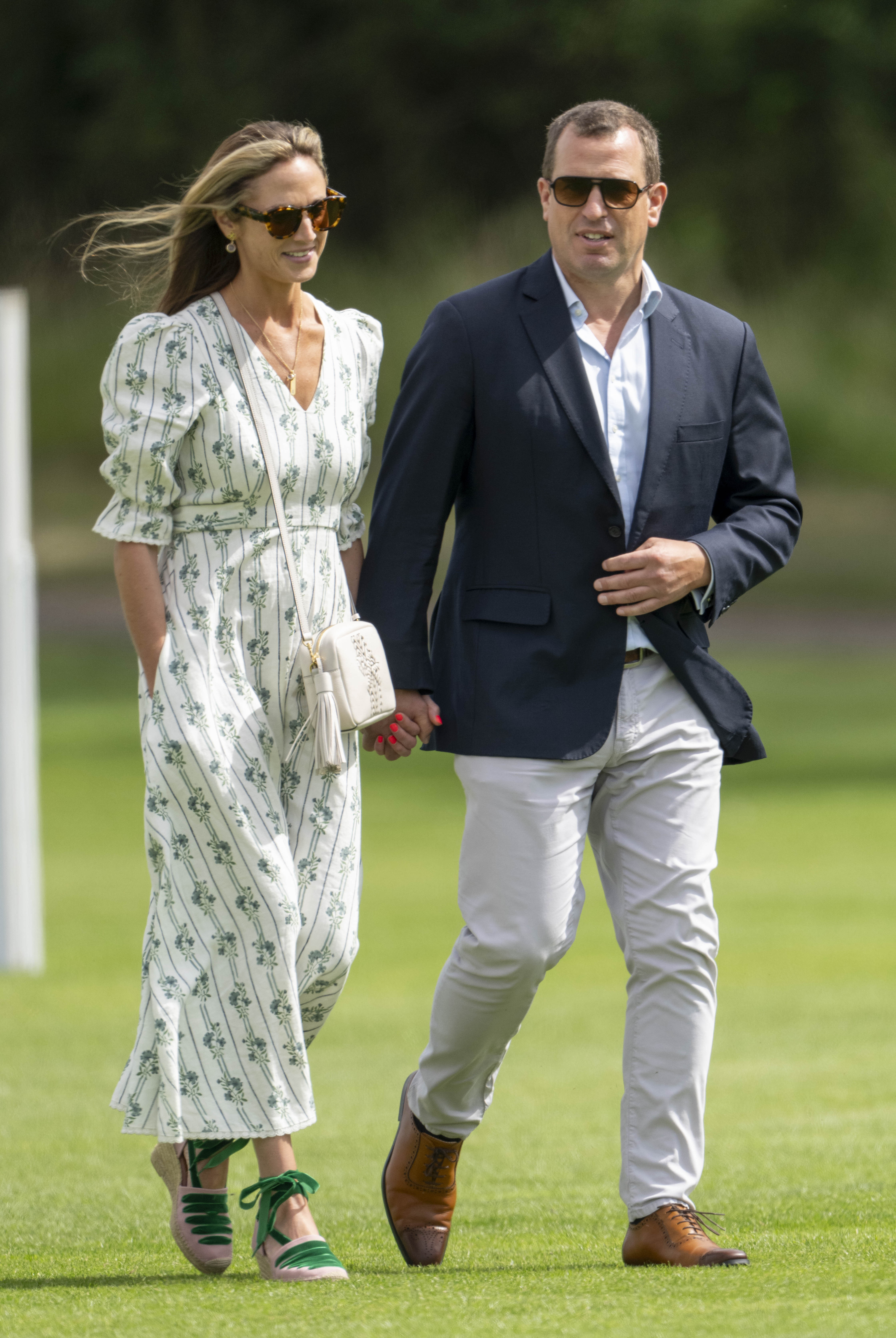 Peter Phillips and Harriet Sperling during the Royal Charity Polo match at Castle Ground on 12 July 2024 in Windsor, England. | Source: Getty Images